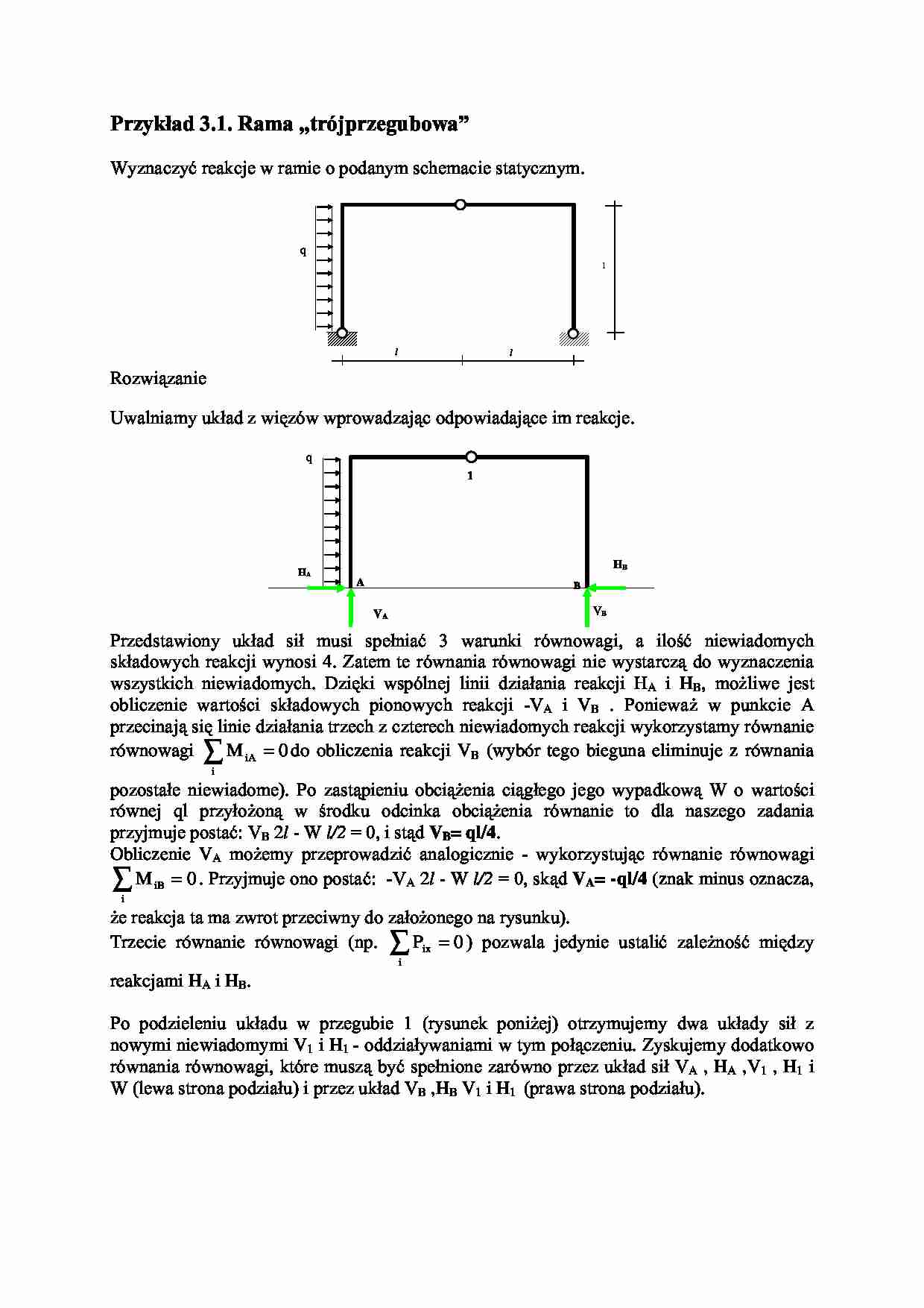 Rama trójprzegubowa - przykład - strona 1