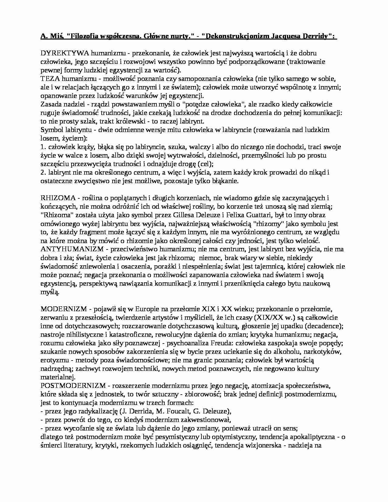 Główne nurty filozofii współczesnej - strona 1