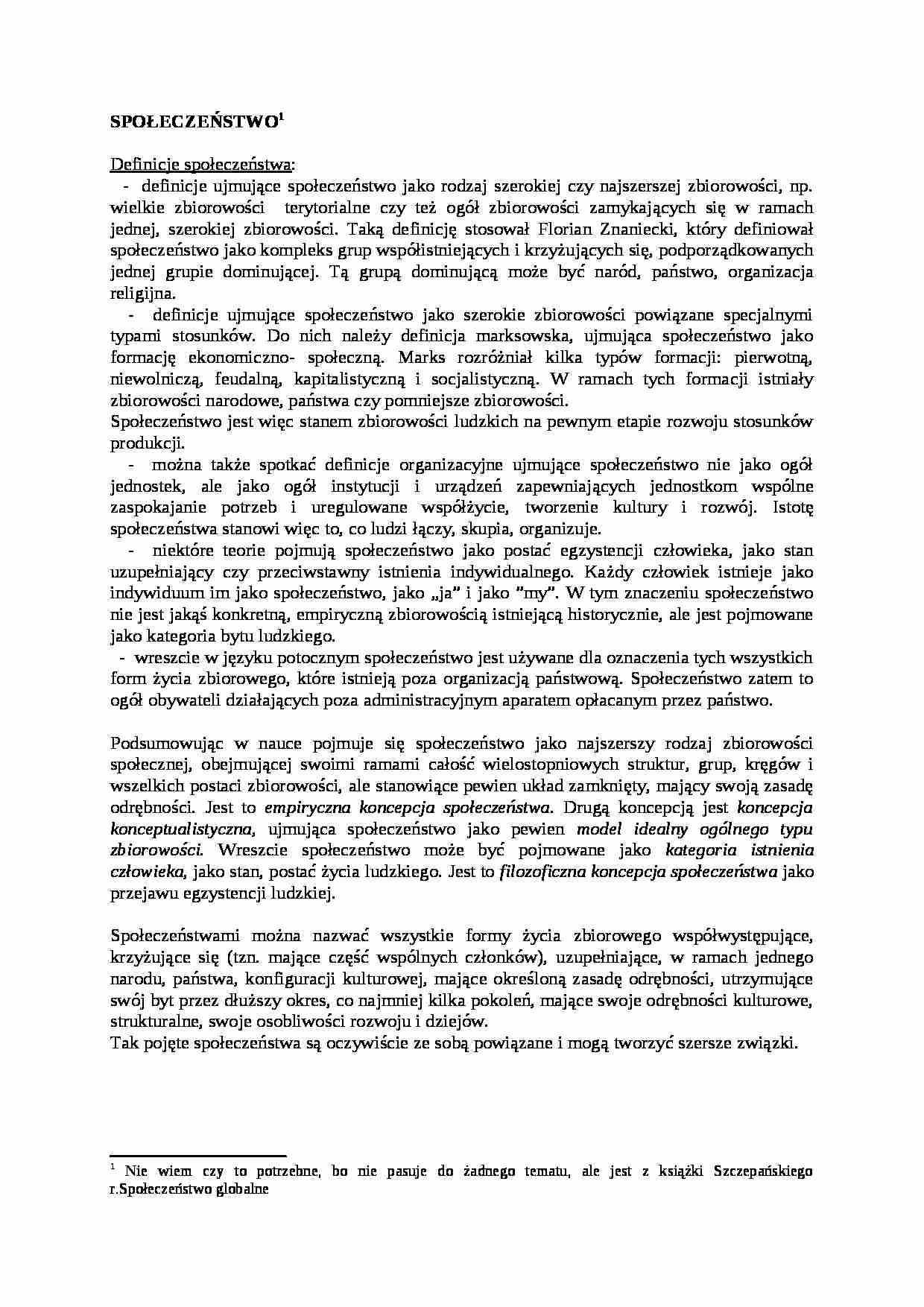 Socjologia ogólna - społeczeństwo - strona 1
