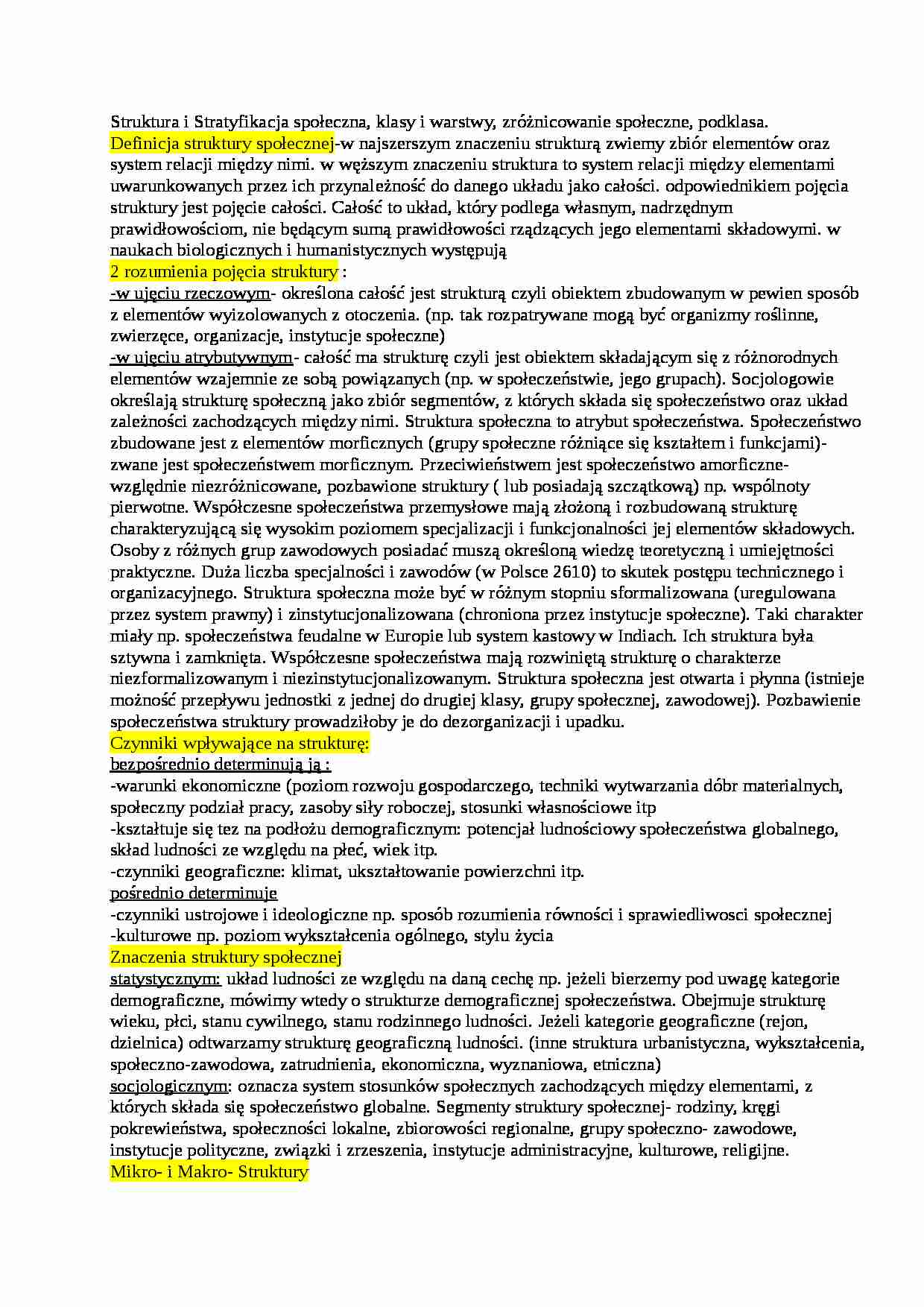 Struktura i stratyfikacja społeczna - strona 1