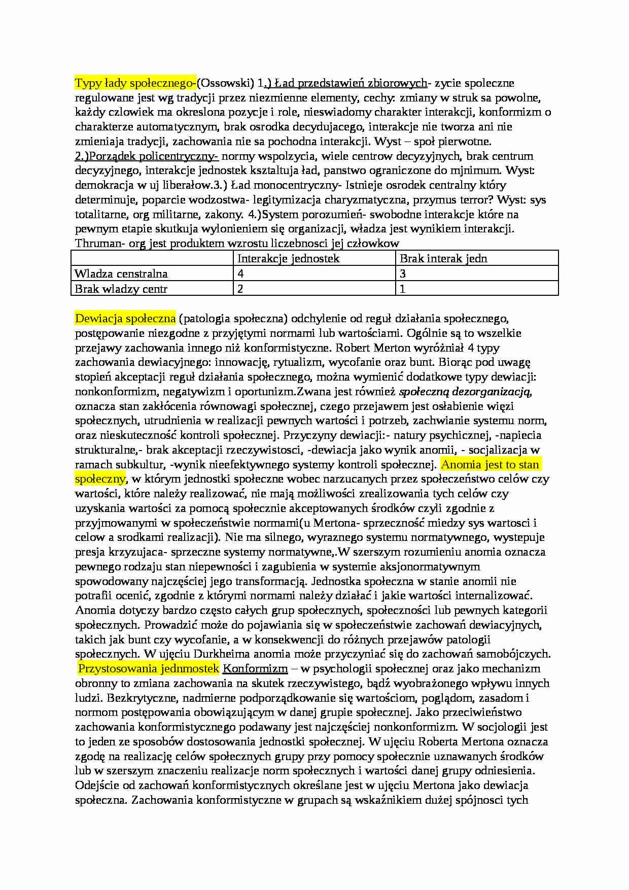 Typy ładu społecznego - strona 1