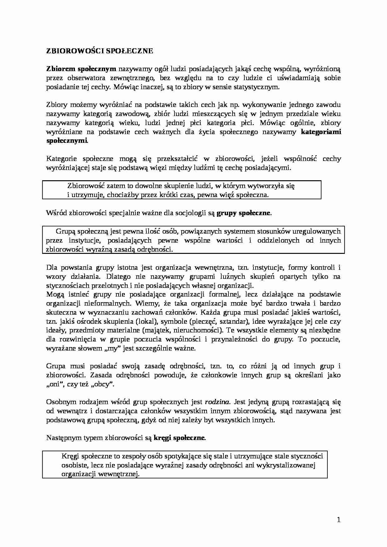 Socjologia - zbiorowości społeczne - strona 1