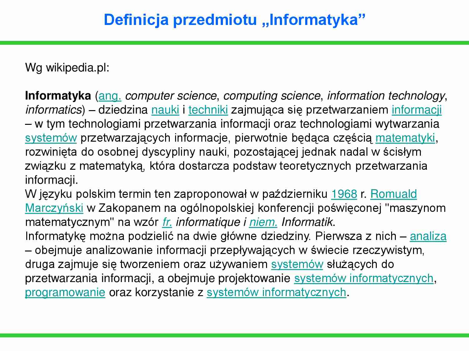 Definicja przedmiotu informatyka - strona 1
