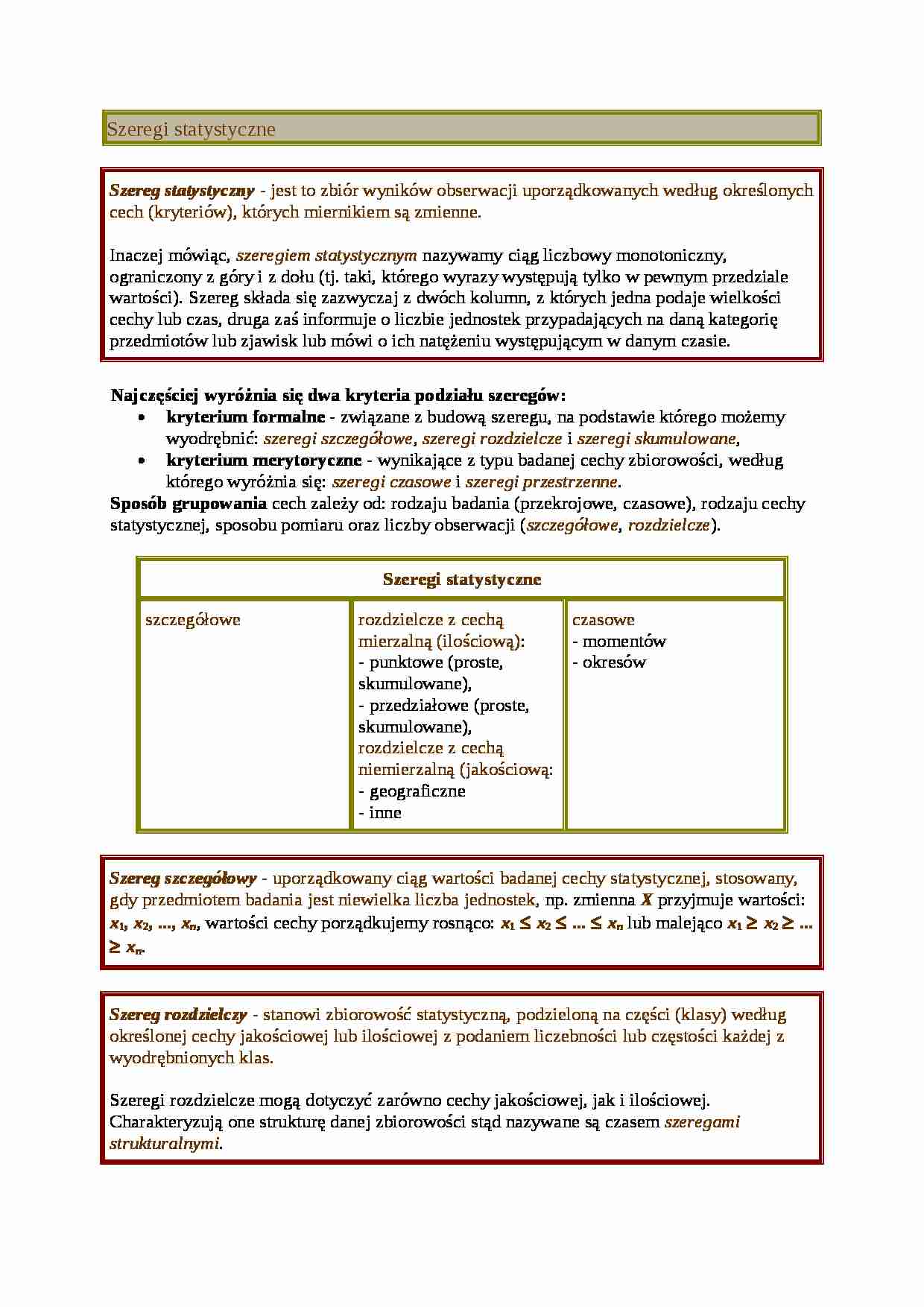 Szeregi statystyczne - strona 1