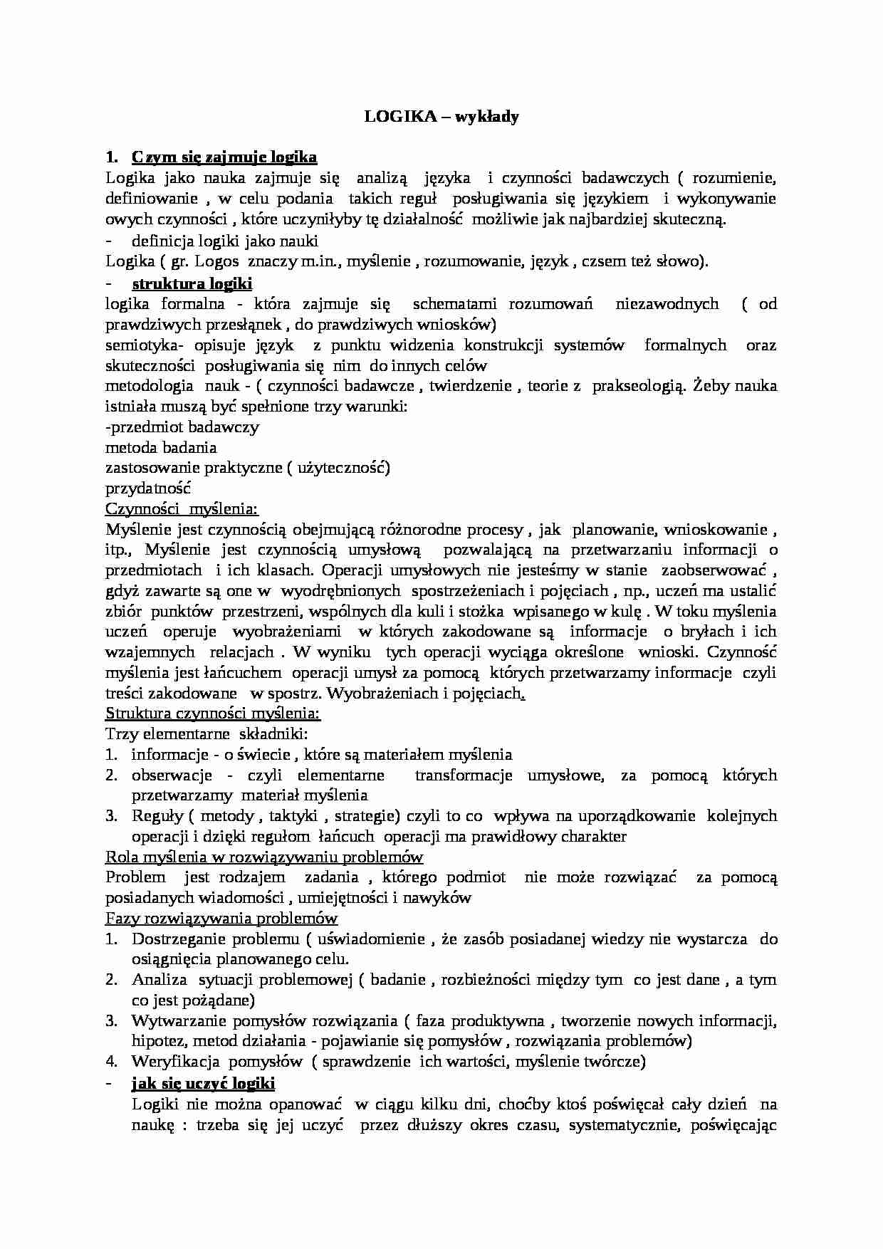 Postawy logiki, czym zajmuje się logika - strona 1