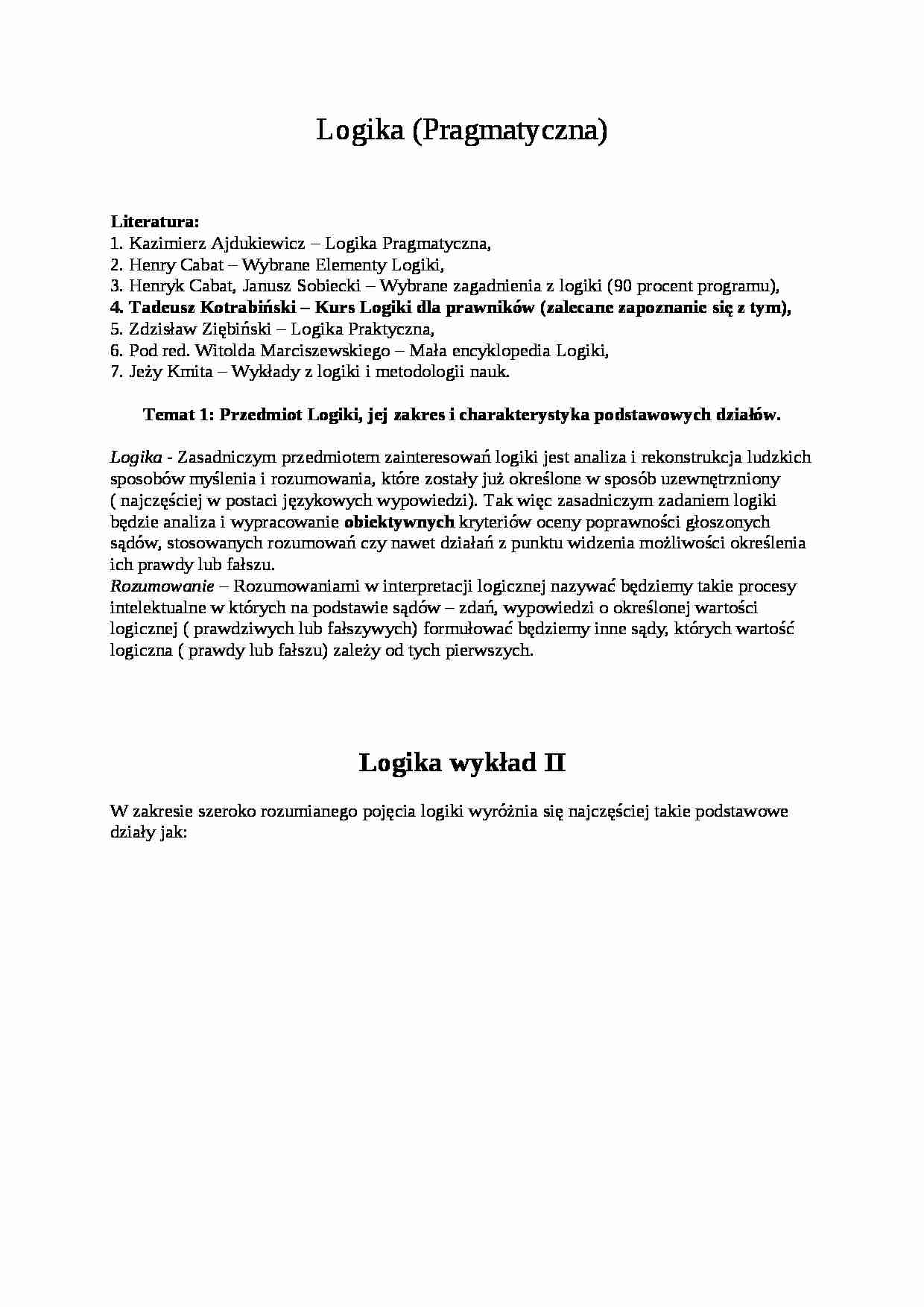 Logika - wykłady - strona 1