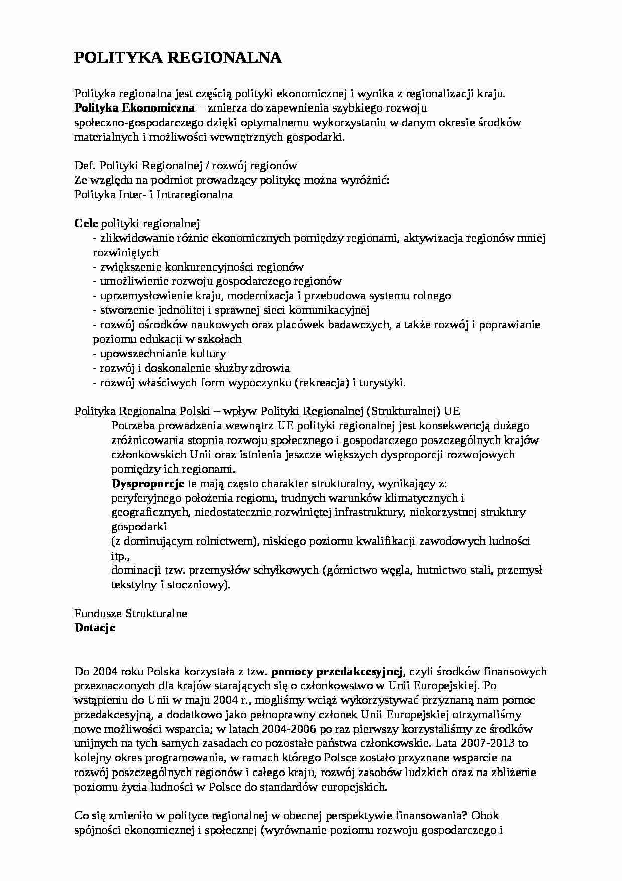 Polityka regionalna i NUTS - strona 1