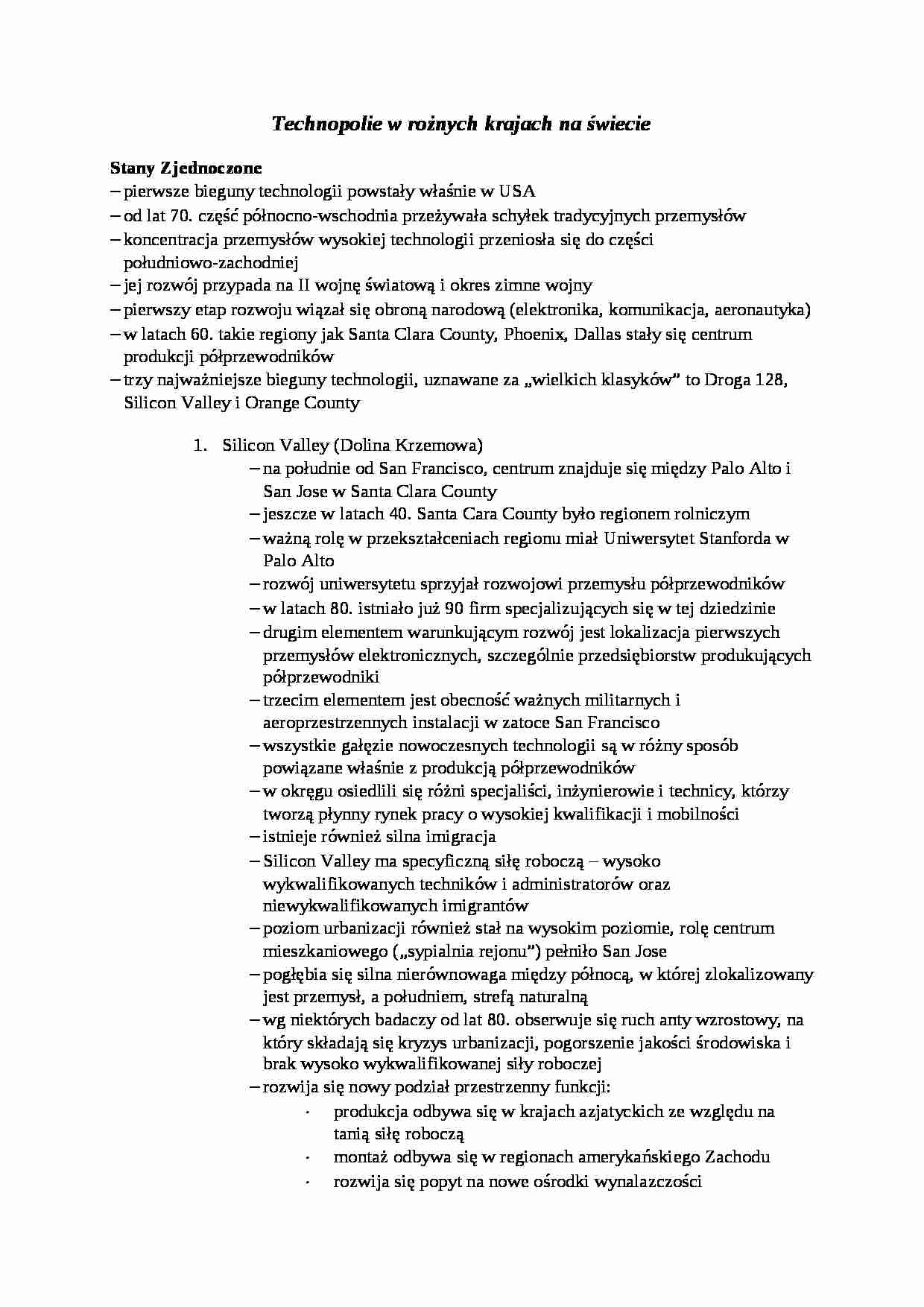 Technopolie w rożnych krajach na świecie - strona 1