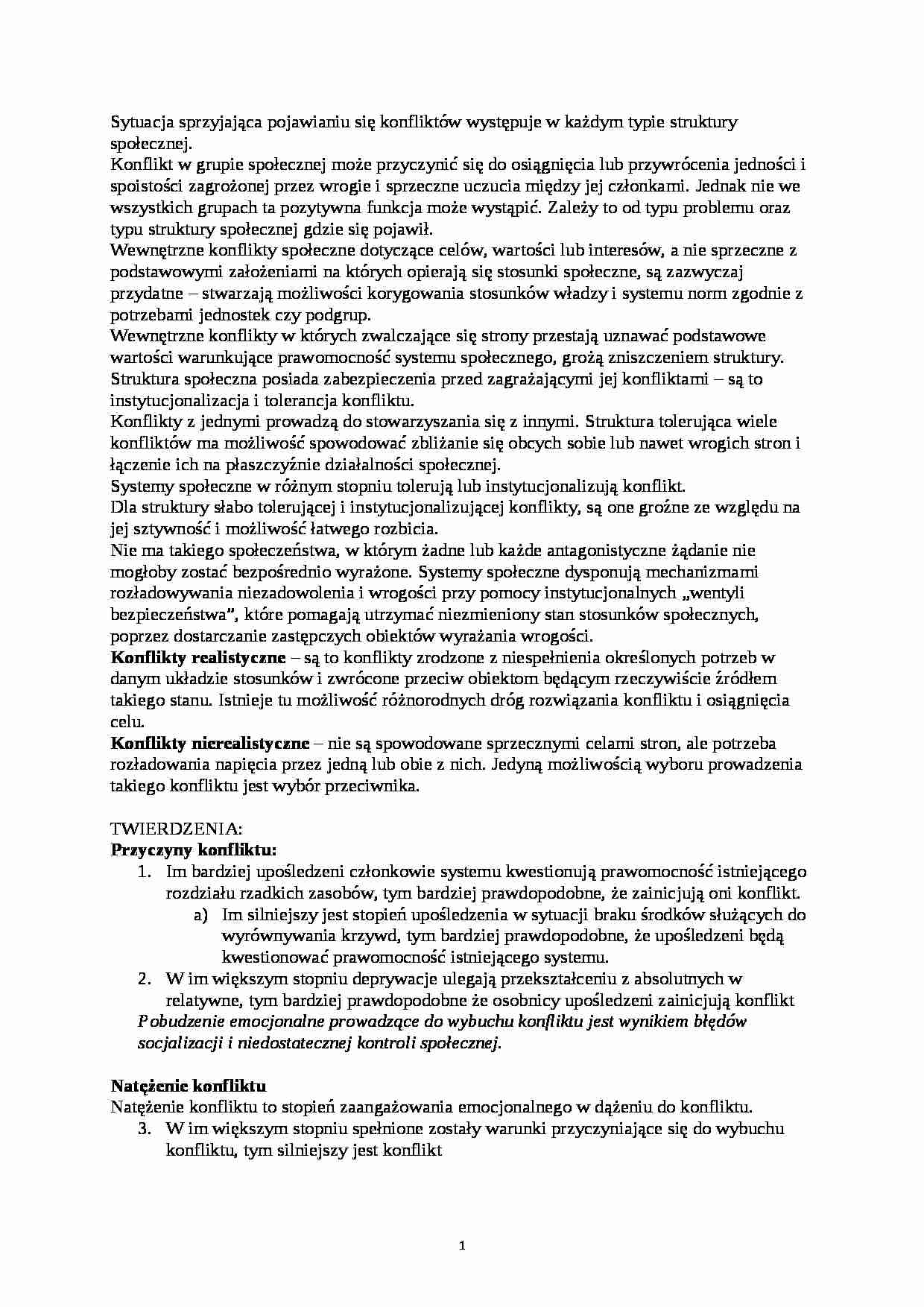 Społeczne funkcje konfliktu - strona 1