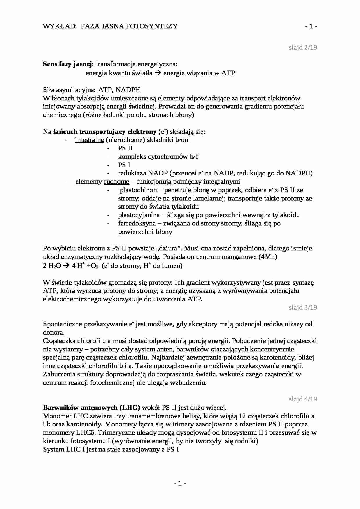 Sens fazy jasnej - strona 1