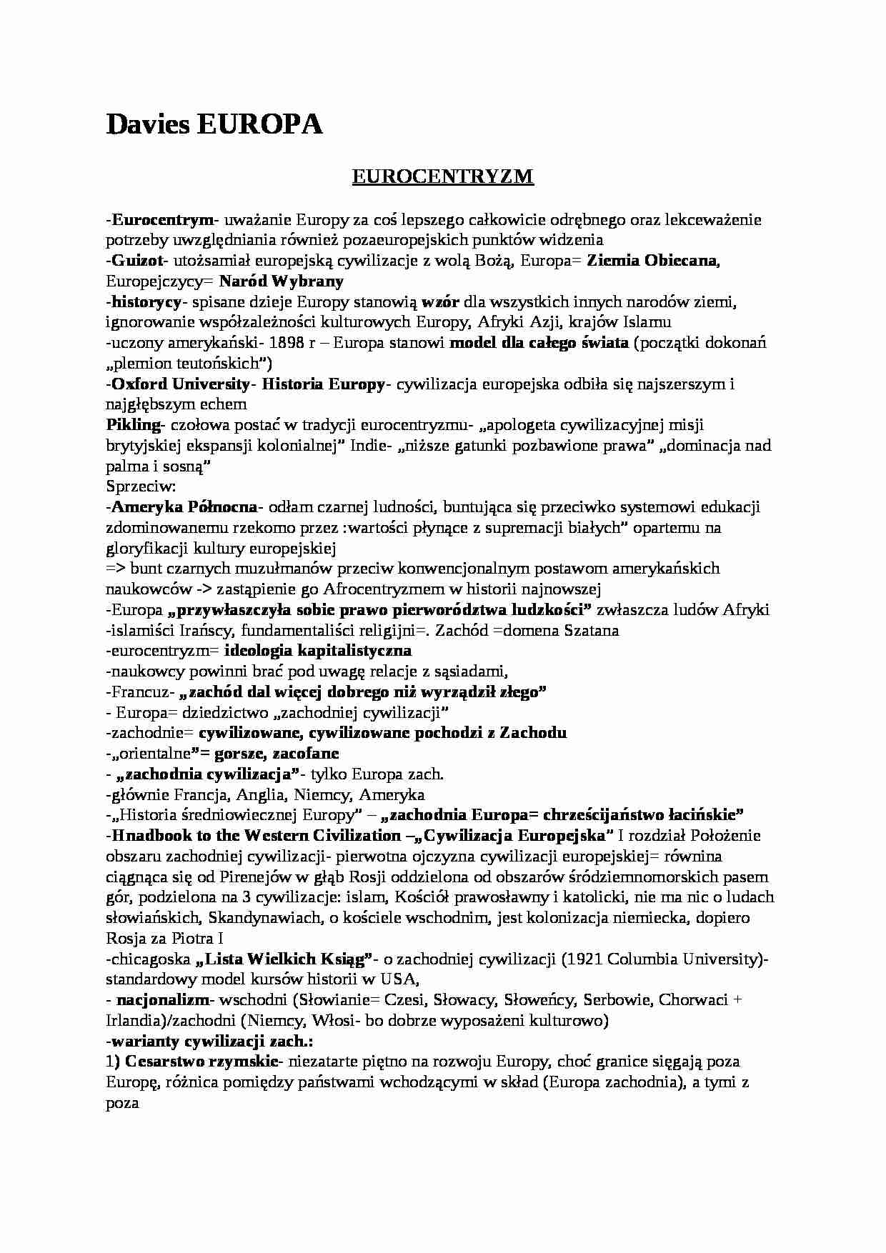 Davies - Europa, eurocentryzm - strona 1