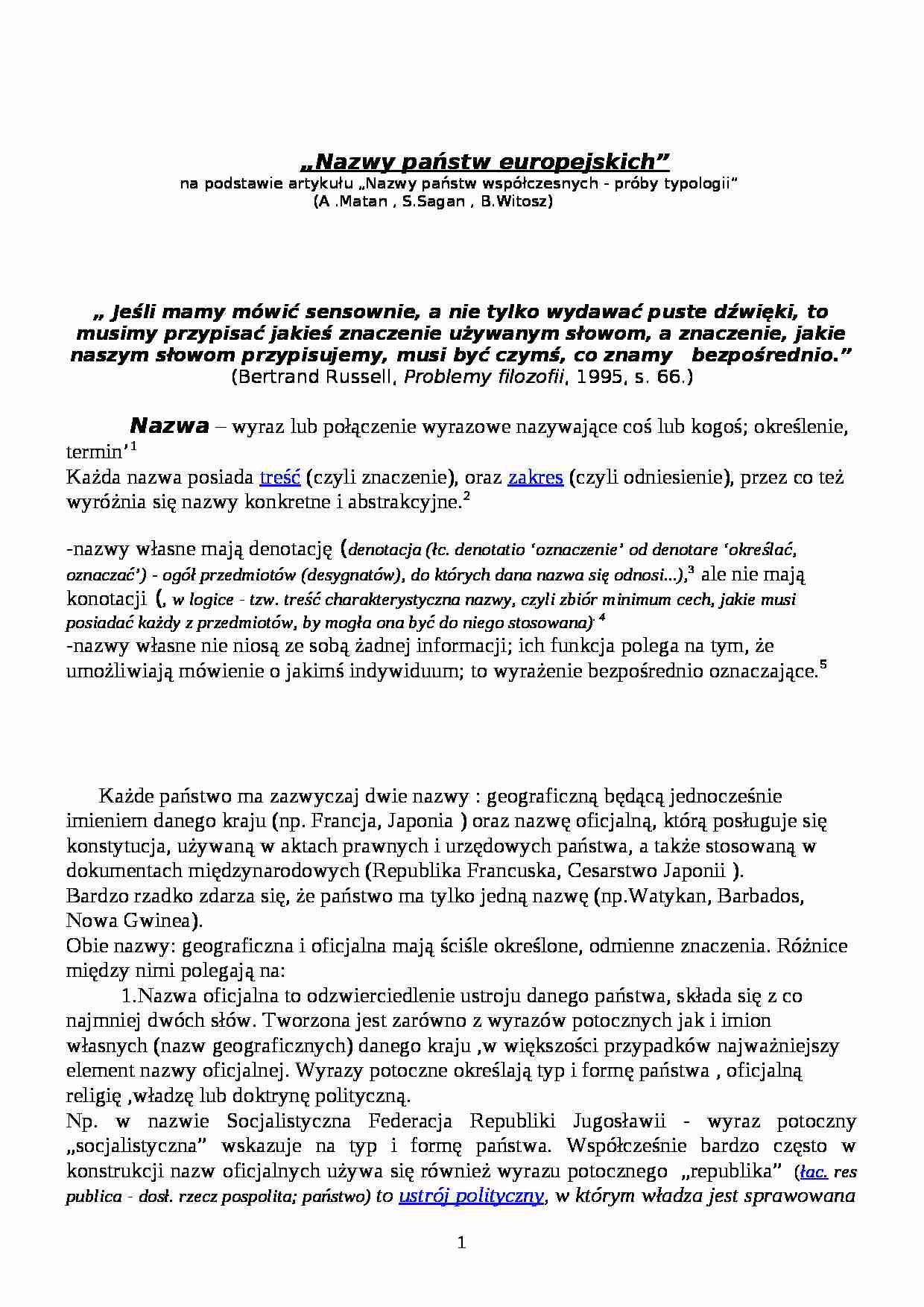 Nazwy państw europejskich - strona 1