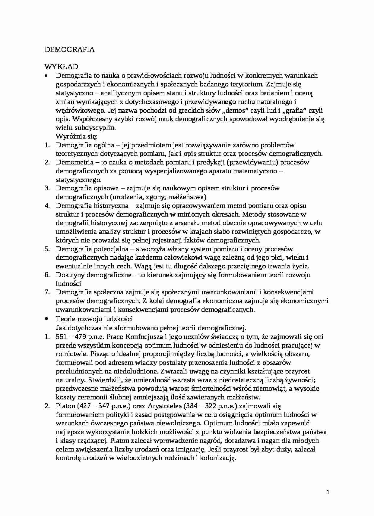 Demografia wykład 1 - strona 1
