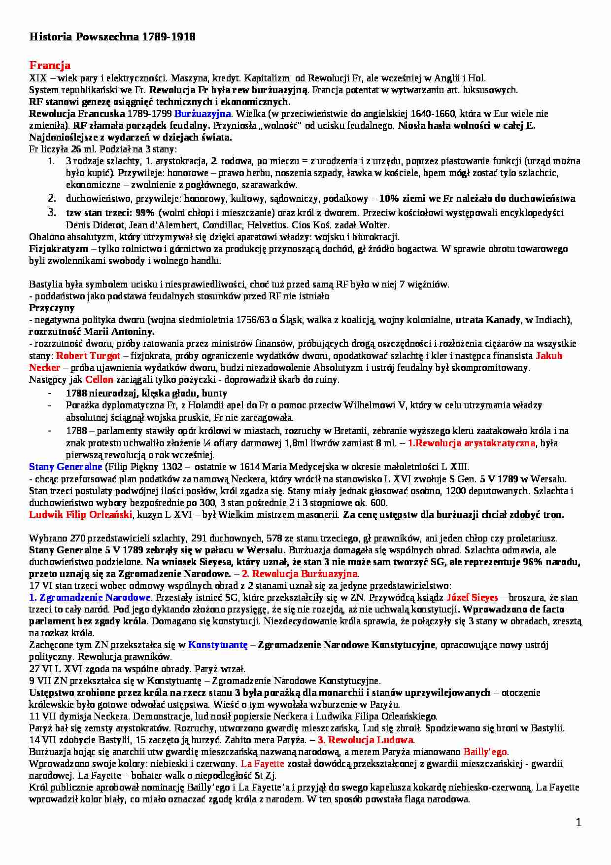 Historia powrzechna do 1918r - strona 1