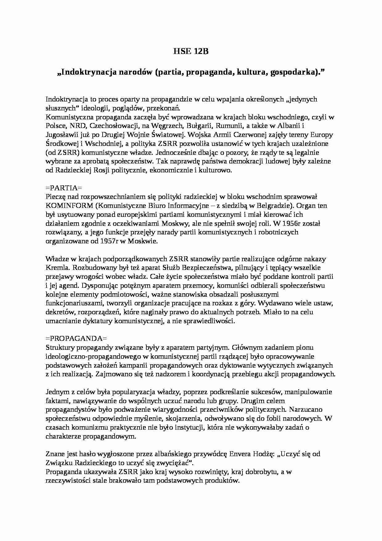 Indoktrynacja narodów - partia, propaganda - strona 1