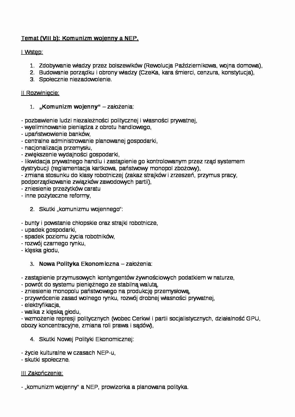 Komunizm wojenny a NEP - strona 1