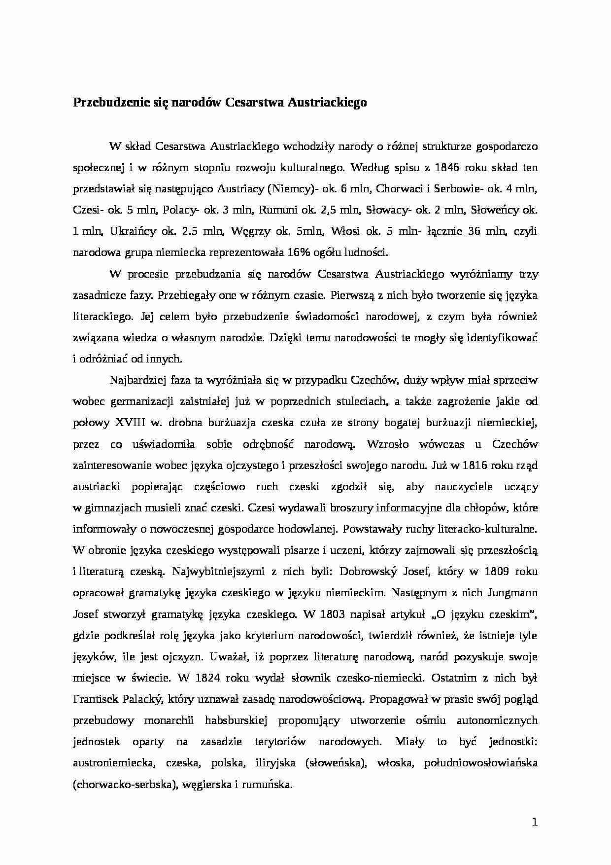 Przebudzenie się narodów cesarstwa Austriackiego - strona 1