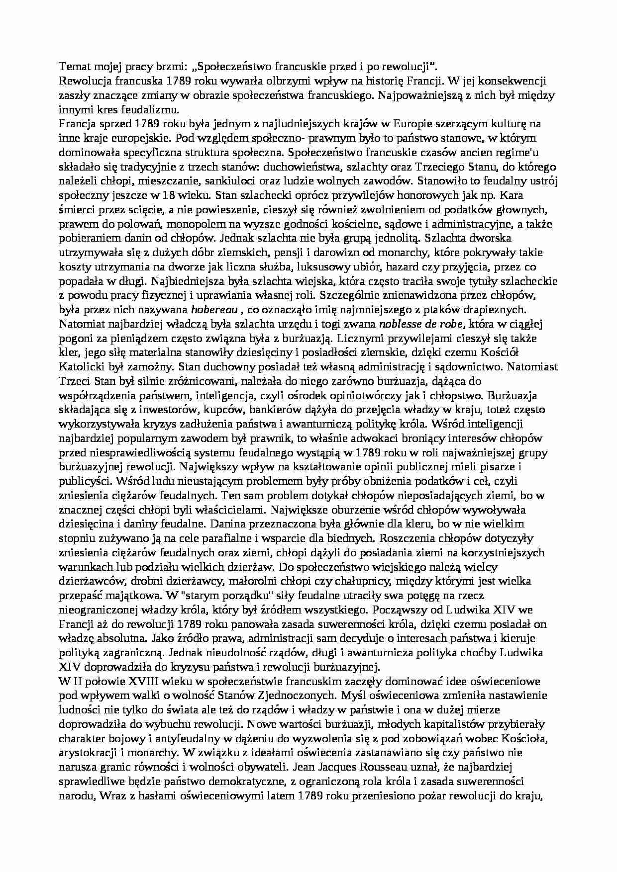 Referat o rewolucji francuskiej - strona 1