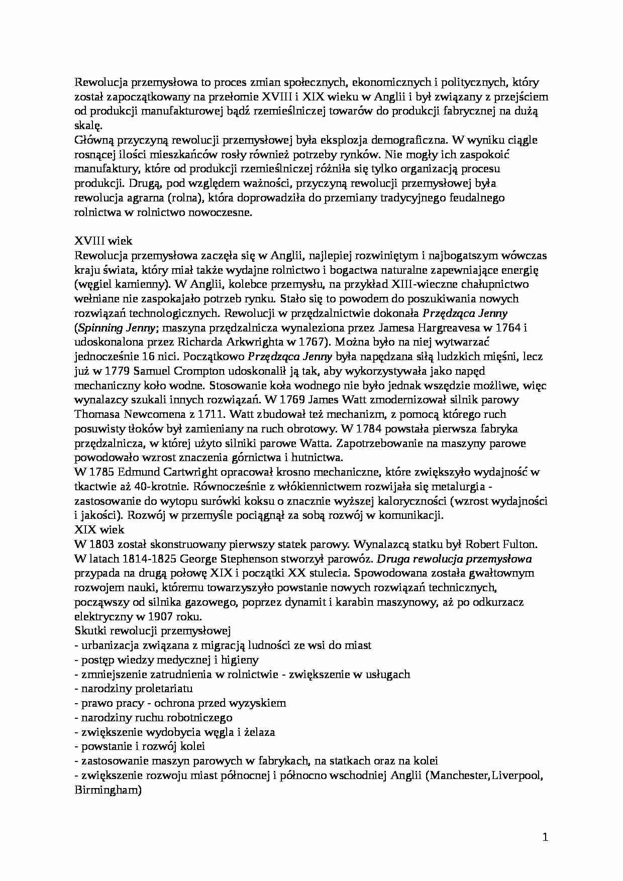 Rewolucja przemysłowa w Anglii - strona 1