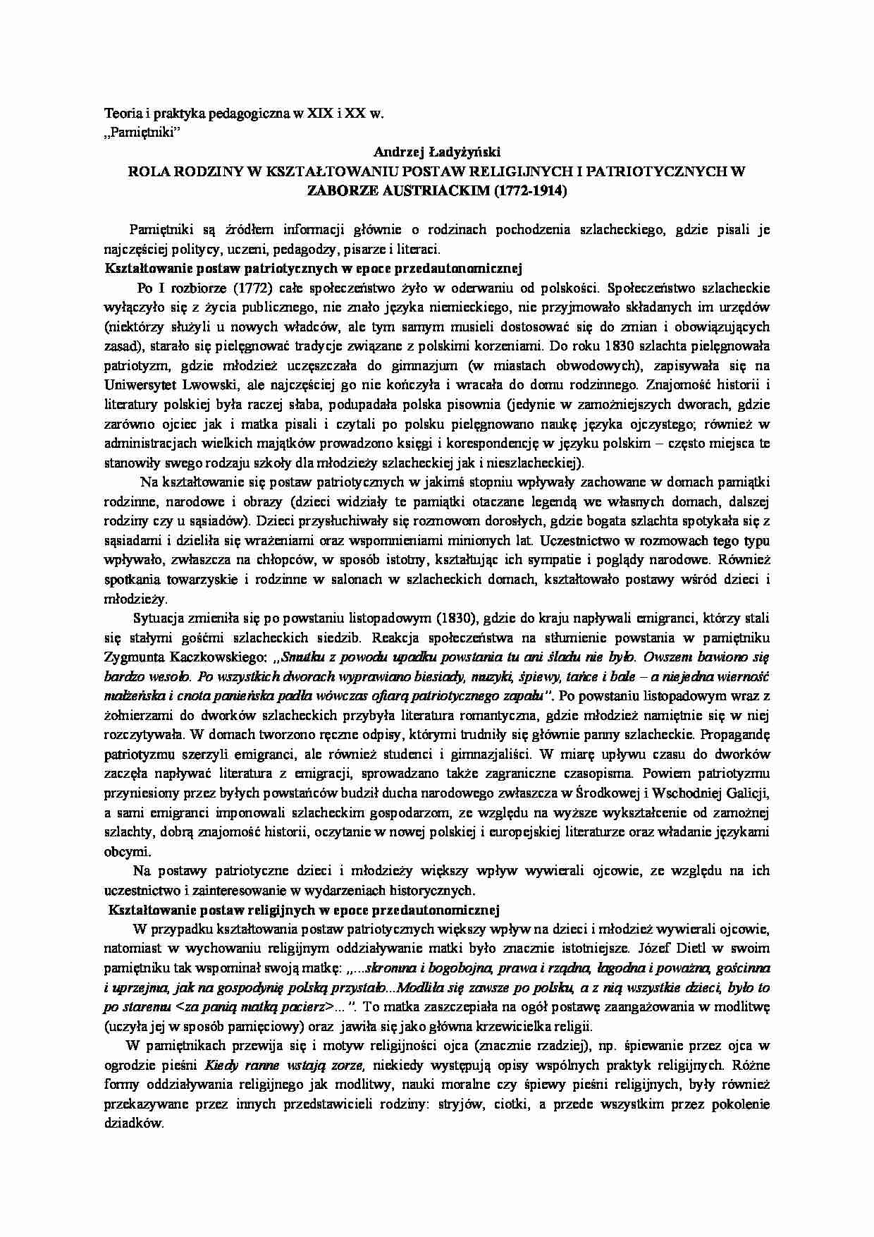 Rola rodziny w kształtowaniu postaw religijnych - strona 1