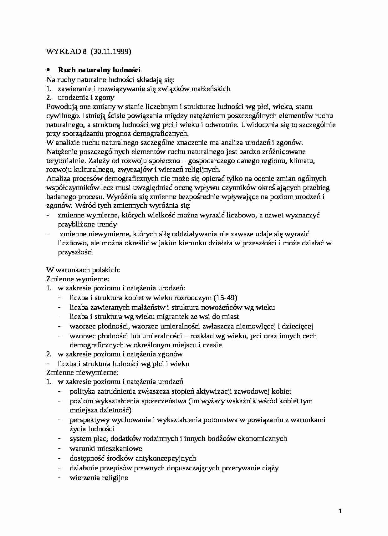 Demografia wykład 8 - strona 1