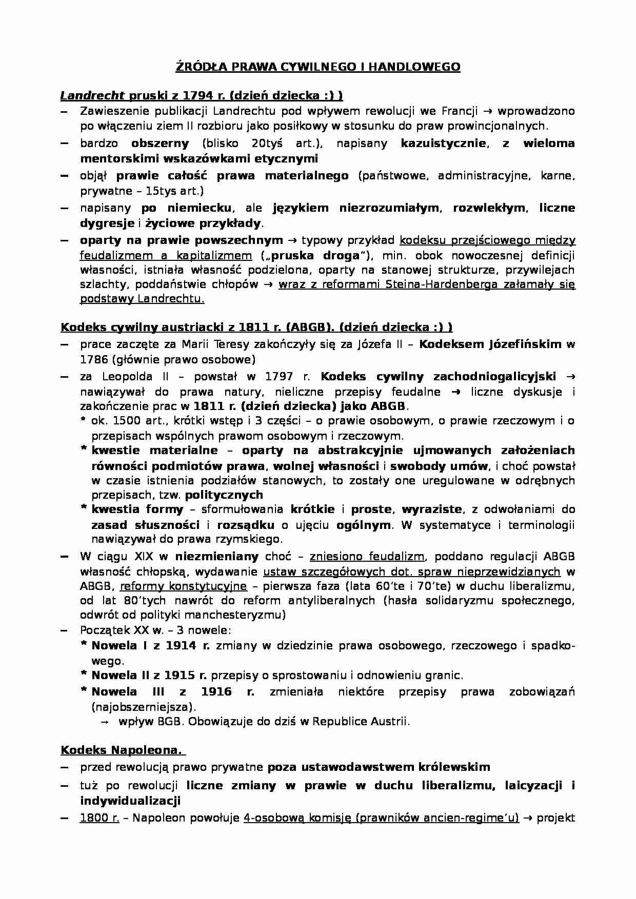 Źródła prawa cywilnego i handlowego - strona 1