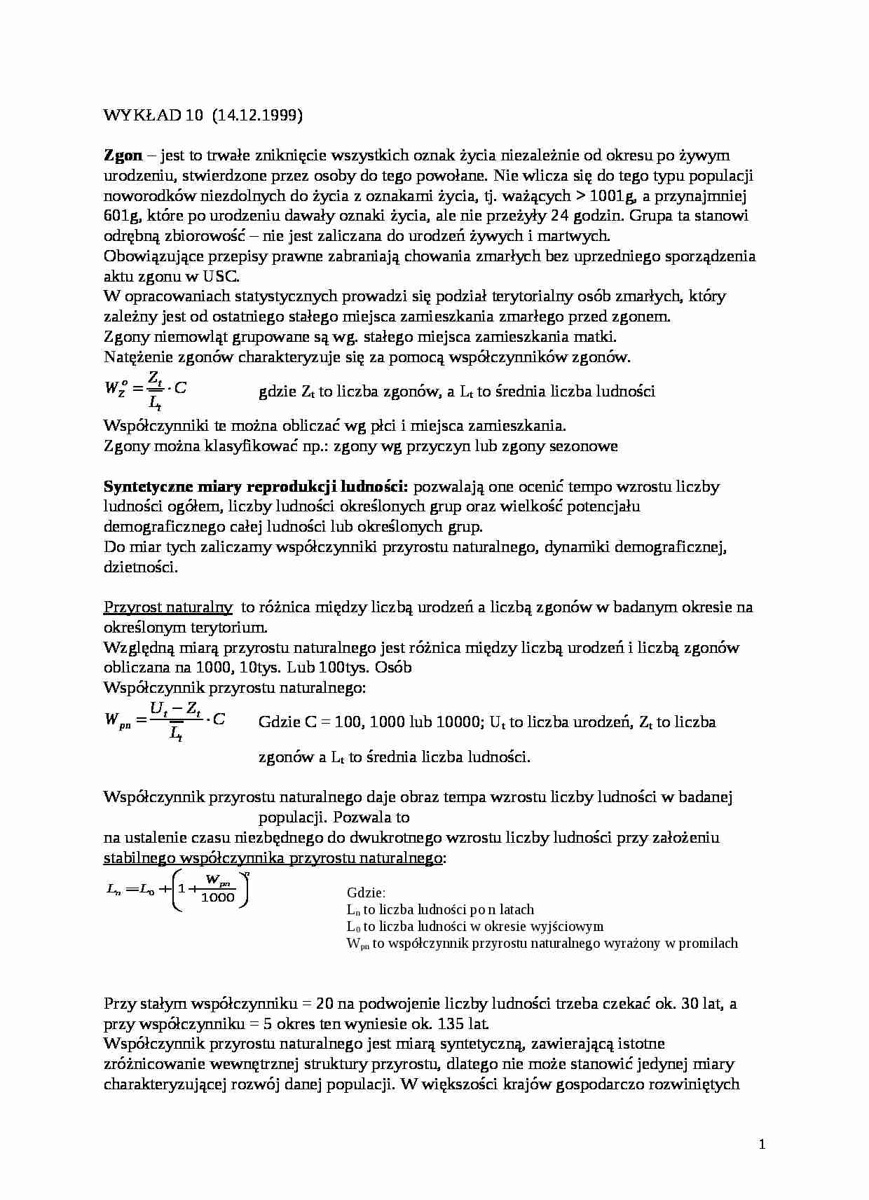 Demografia wykład 10 - strona 1
