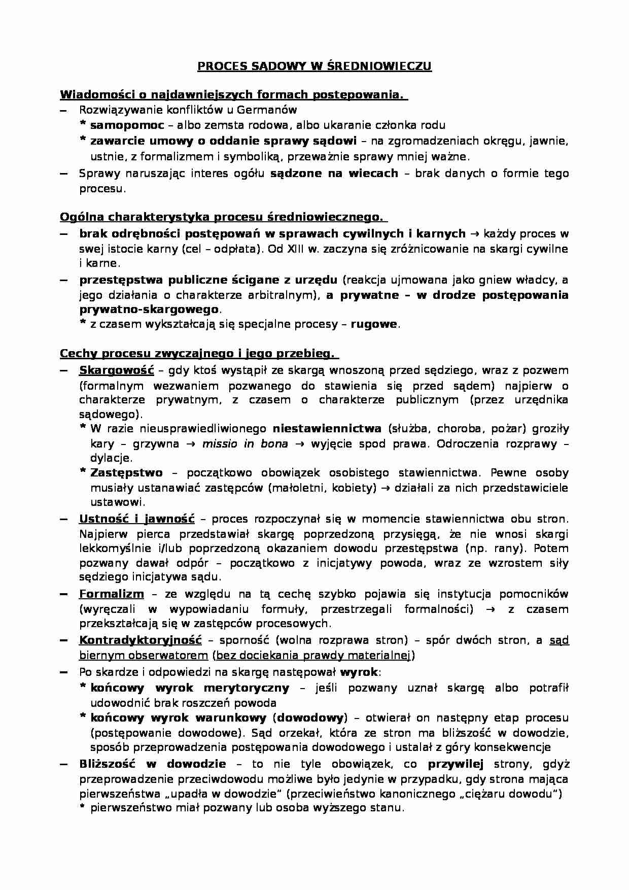 Proces sądowy w średniowieczu - strona 1