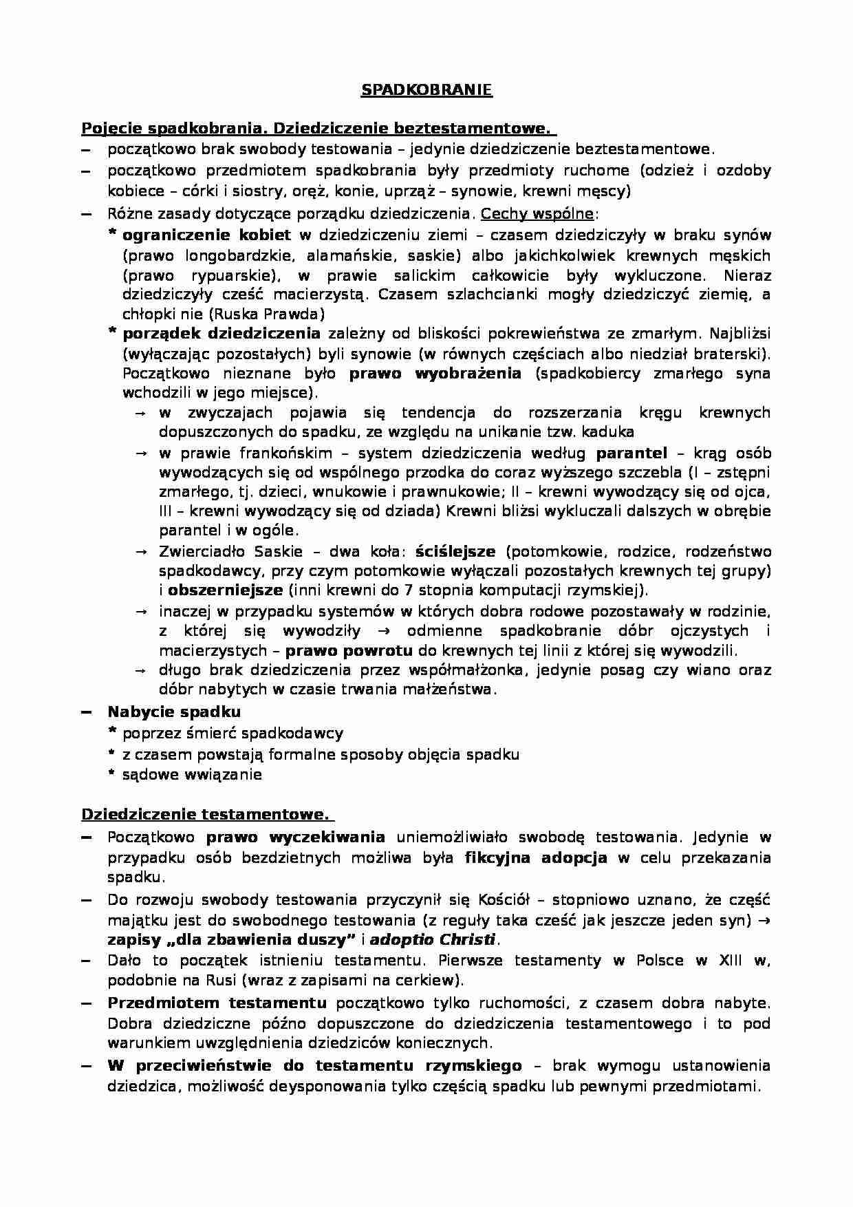 Spadkobranie, dziedziczenie beztestamentowe - strona 1
