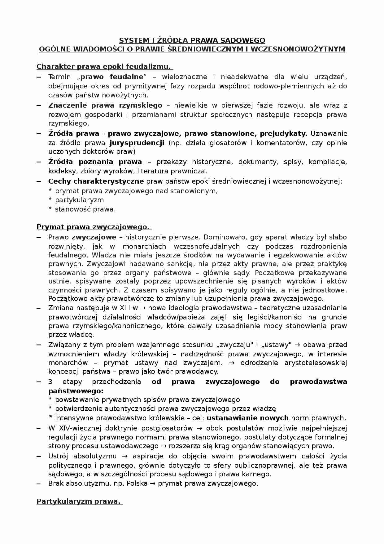 Źródła prawa sądowego w średniowieczu - strona 1
