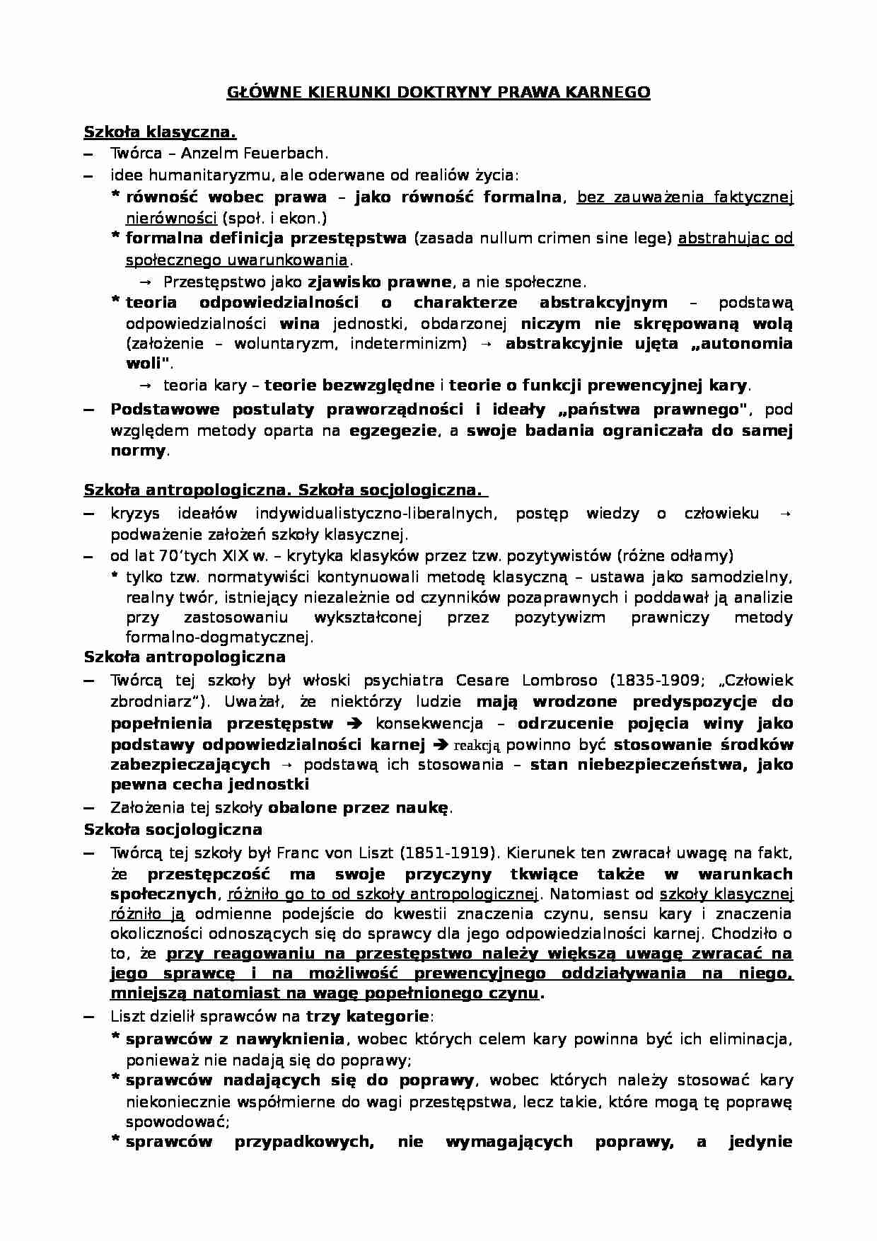 Założenia doktryny prawa karnego - strona 1