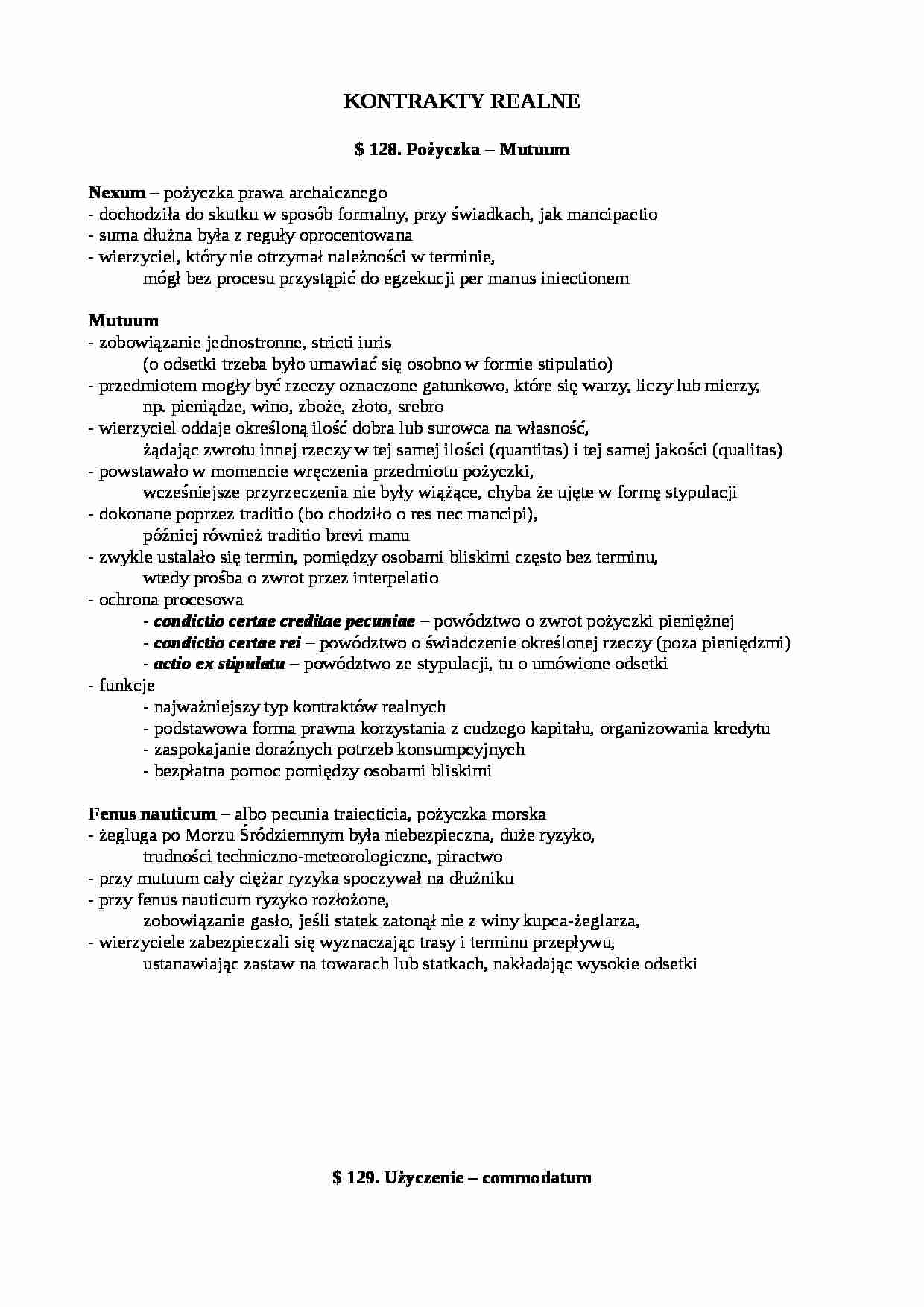 Kontrakty realne, pożyczka - strona 1