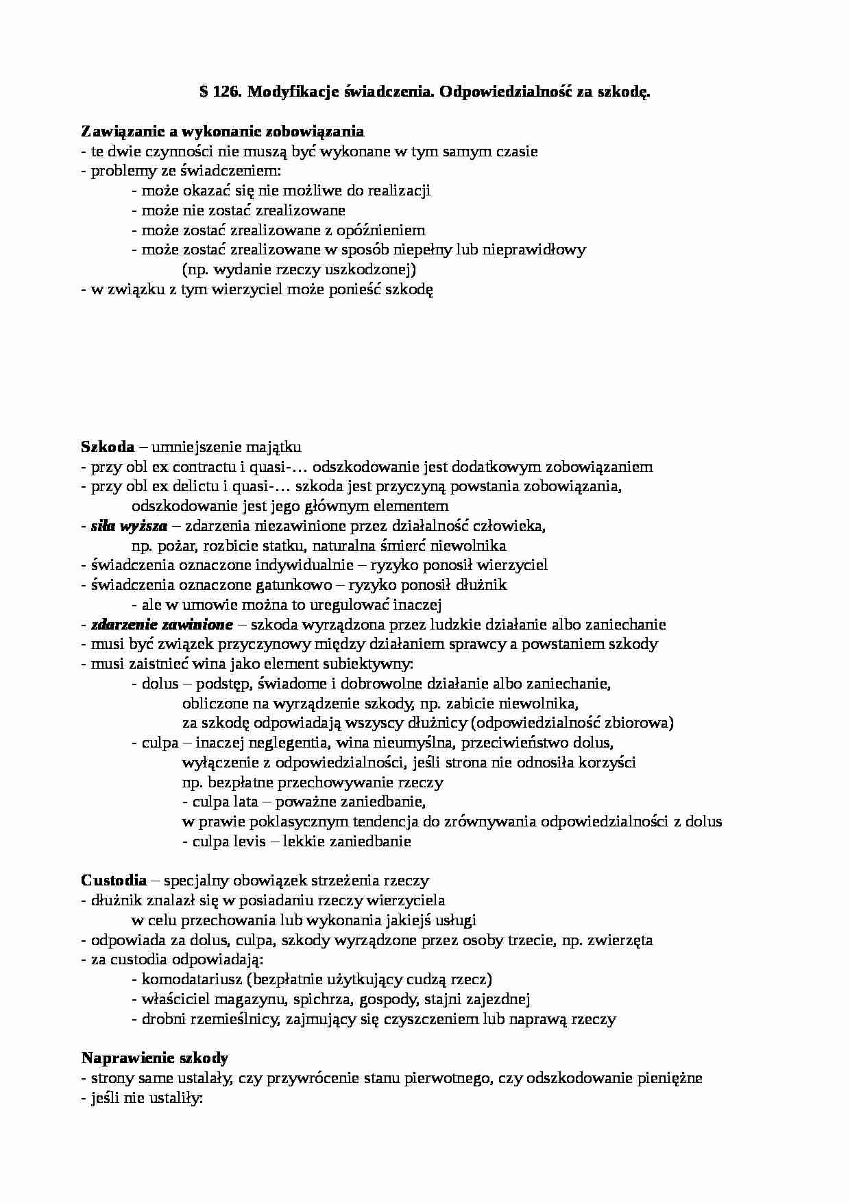 Modyfikacje świadczeń i odpowiedzialność za szkodę - strona 1