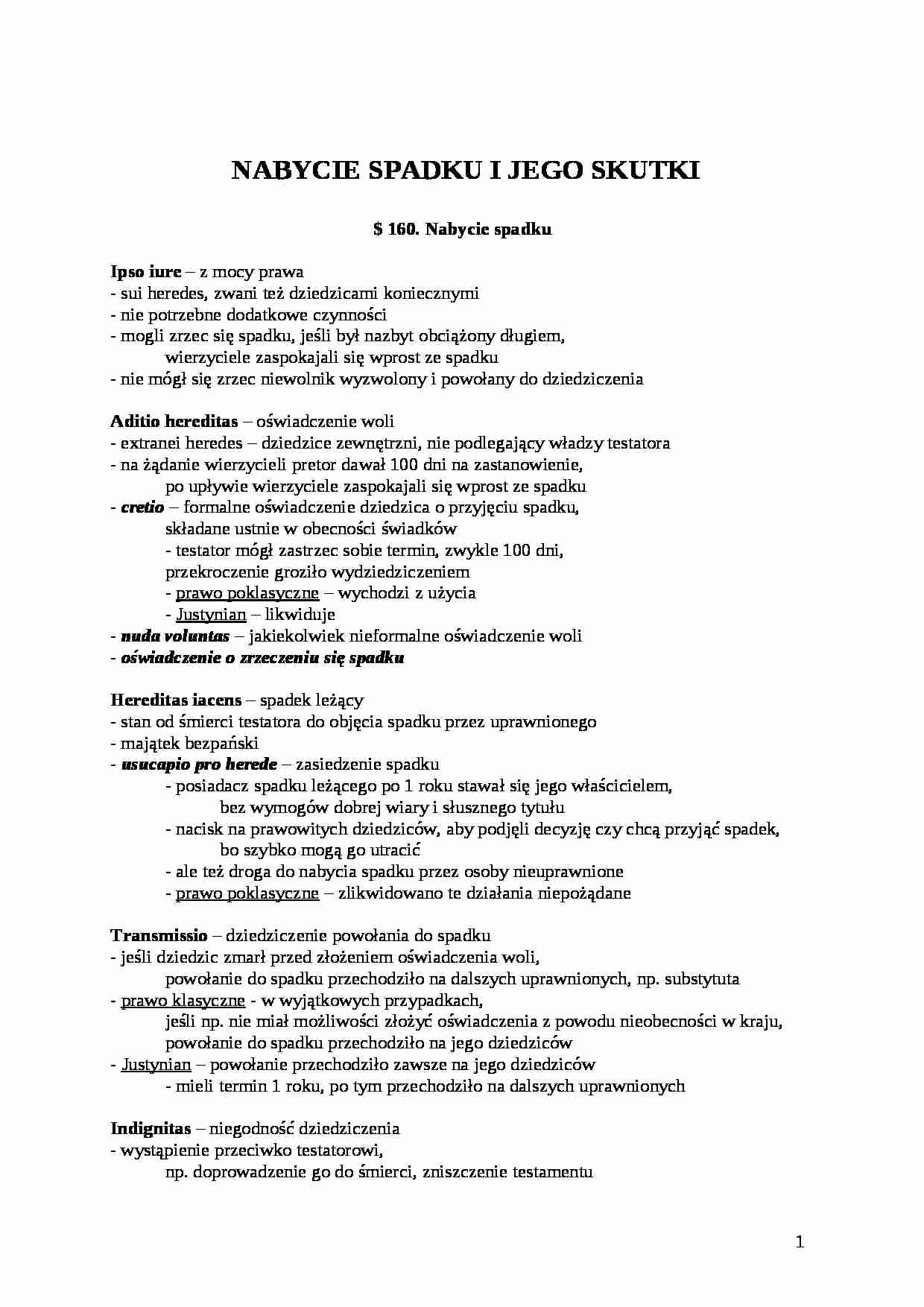 Nabycie spadku i jego skutki - Transmissio - strona 1