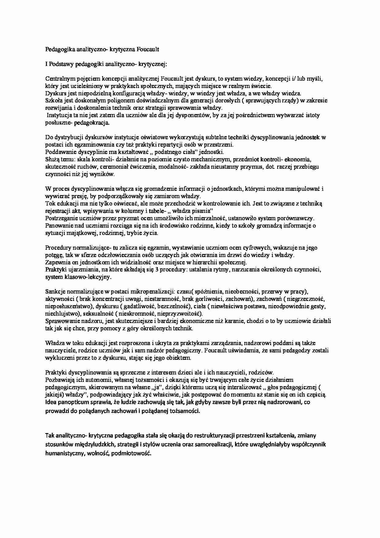 Pedagogika analityczno - krytyczna - strona 1