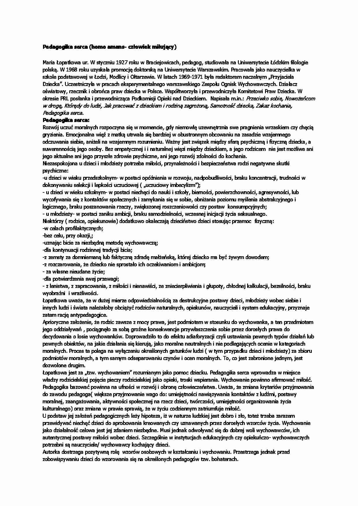 Pedagogika serca (homo amans) - strona 1