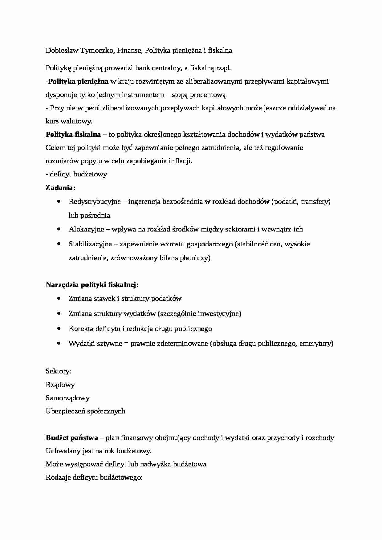 Polityka pieniężna i fiskalna - strona 1