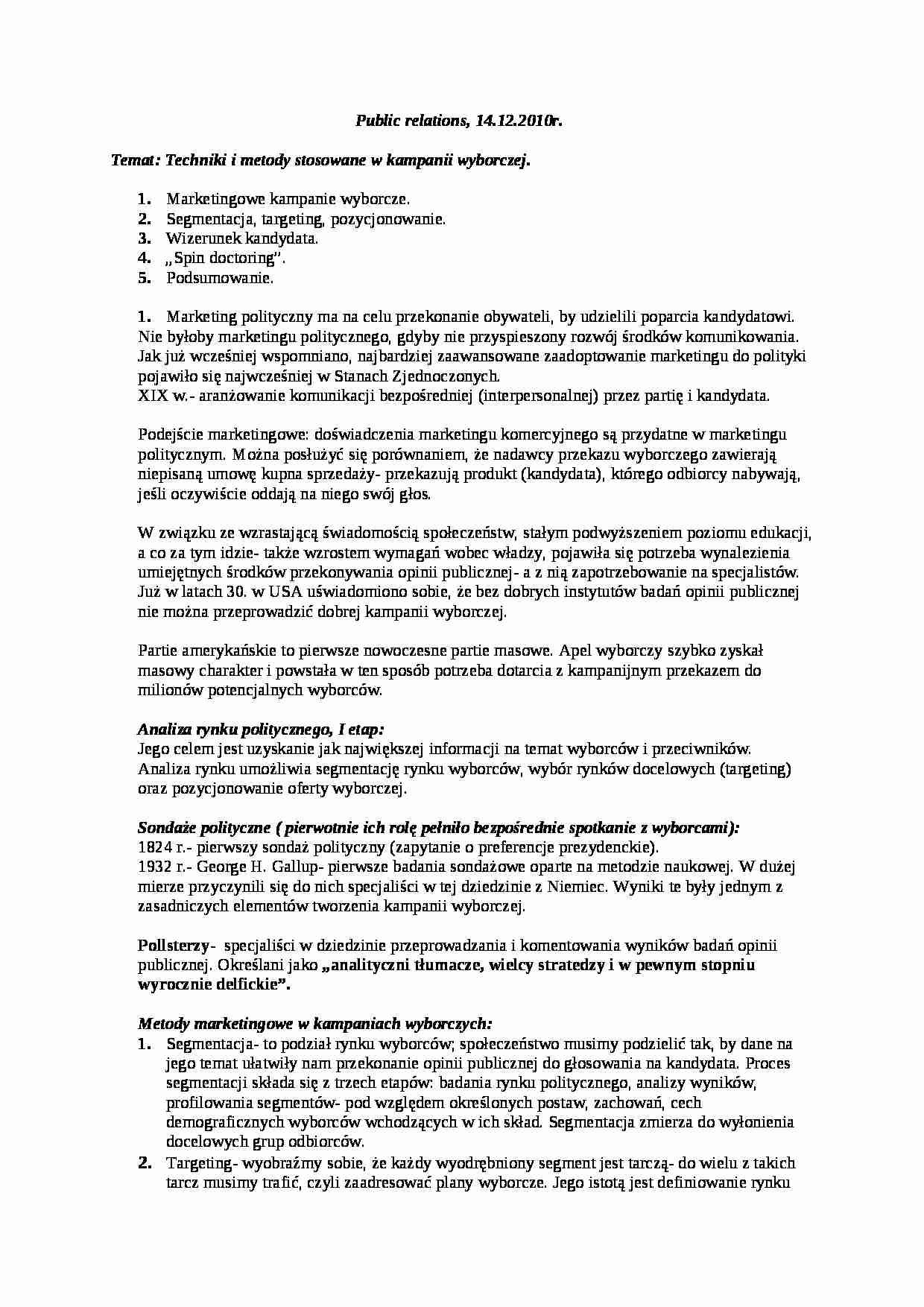 Public relations - wykład z dn. 14.12.2010 - strona 1