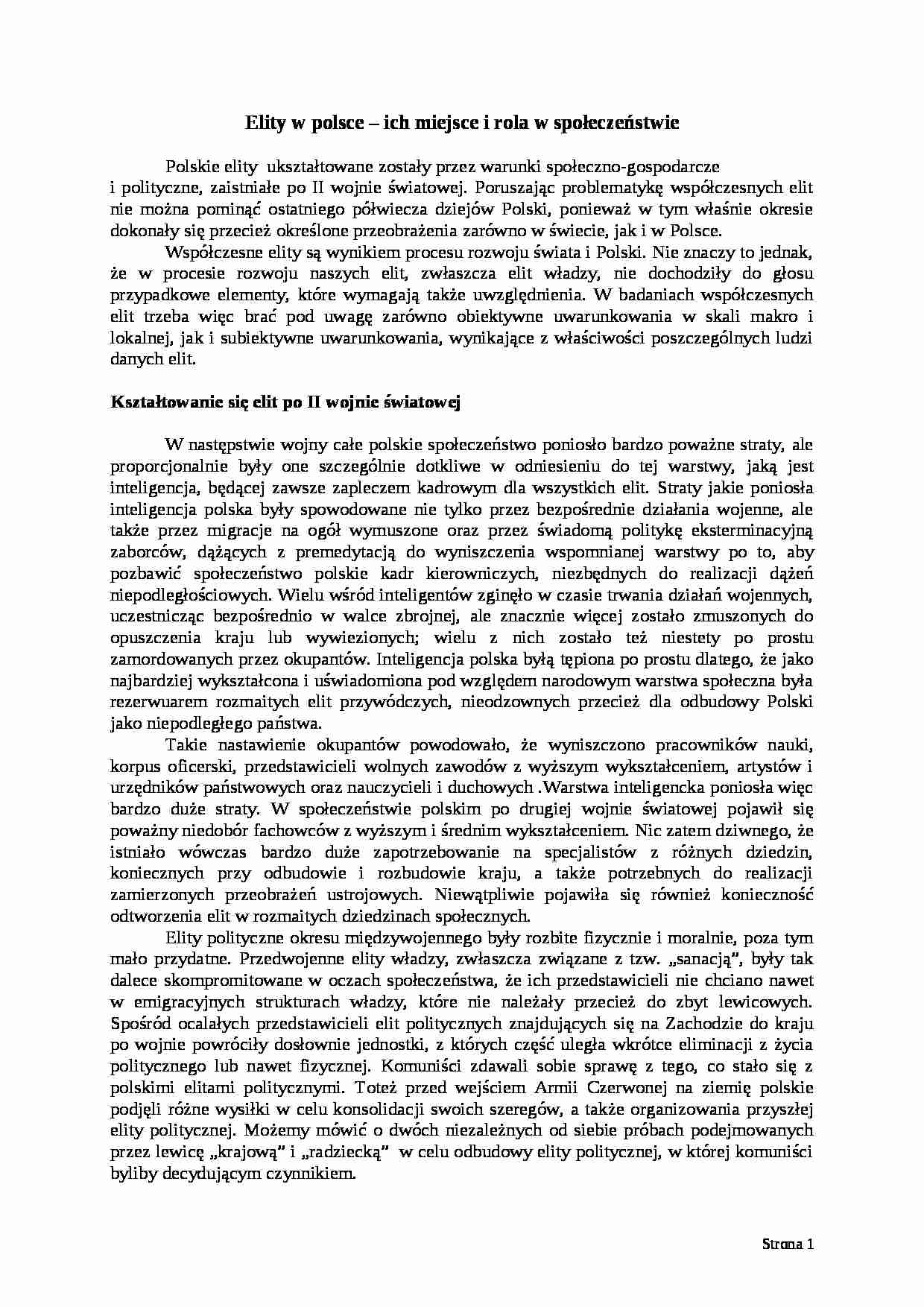 Elity w Polsce - strona 1