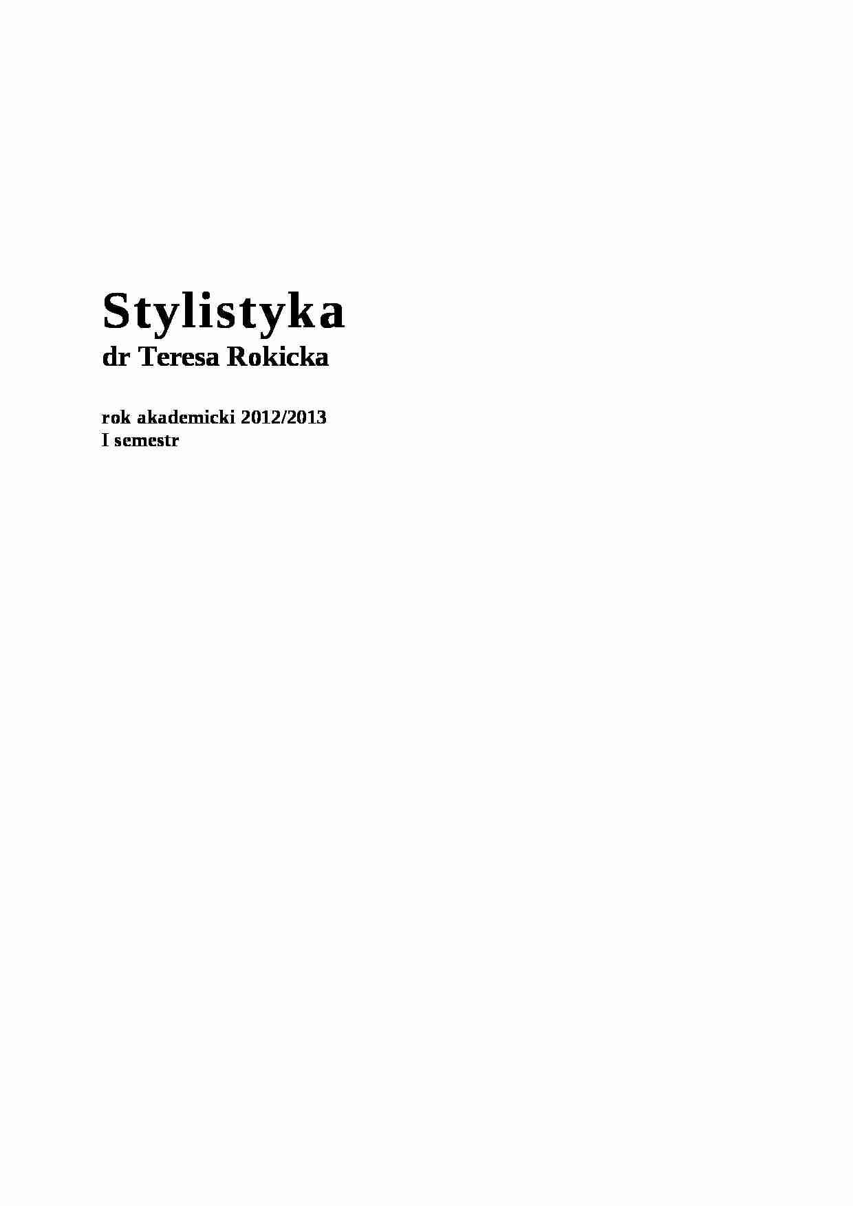 Stylistyka - wykłady - strona 1