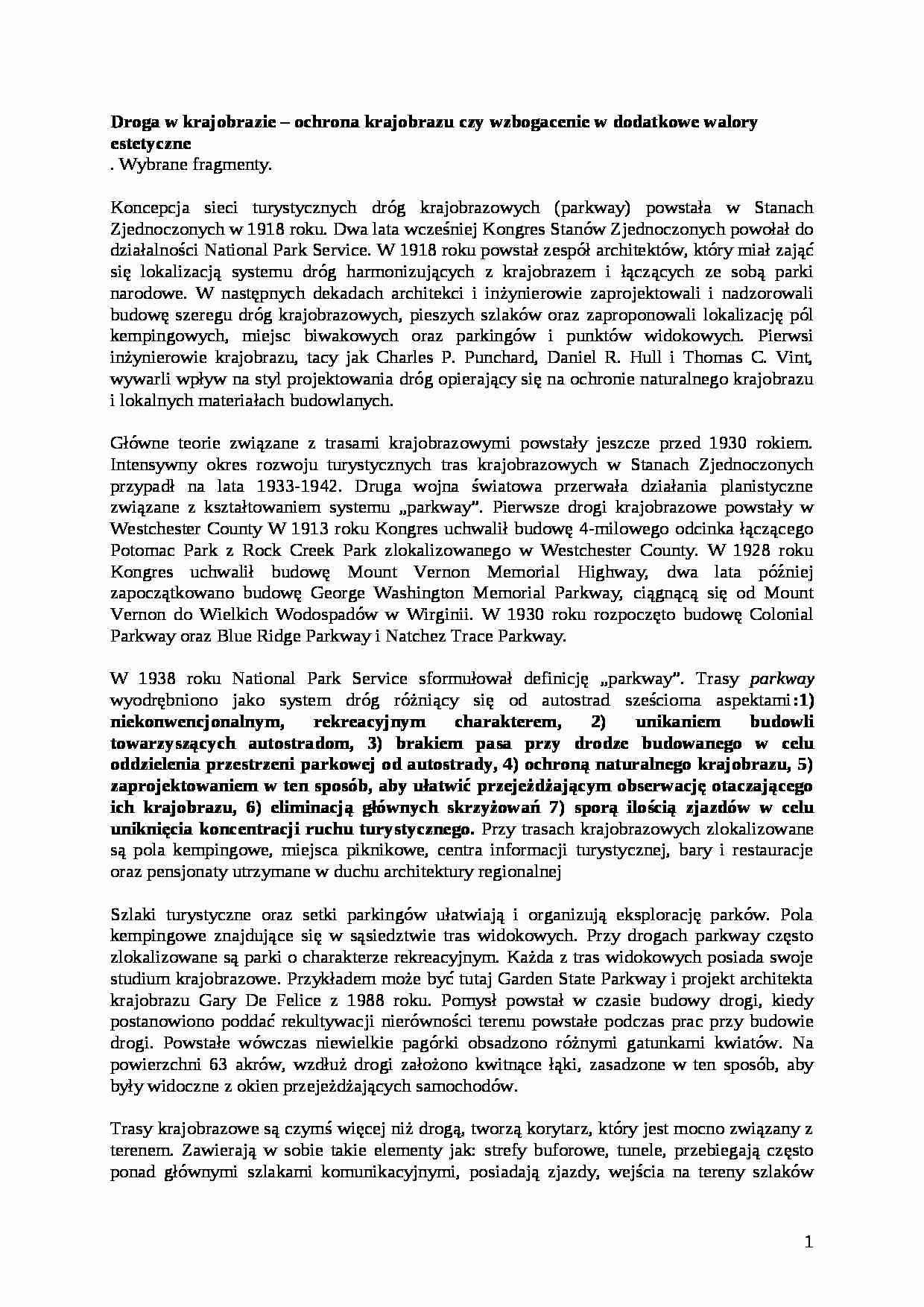 Droga w krajobrazie - ochrona krajobrazu czy wzbogacenie w dodatkowe walory estetyczne.  - strona 1