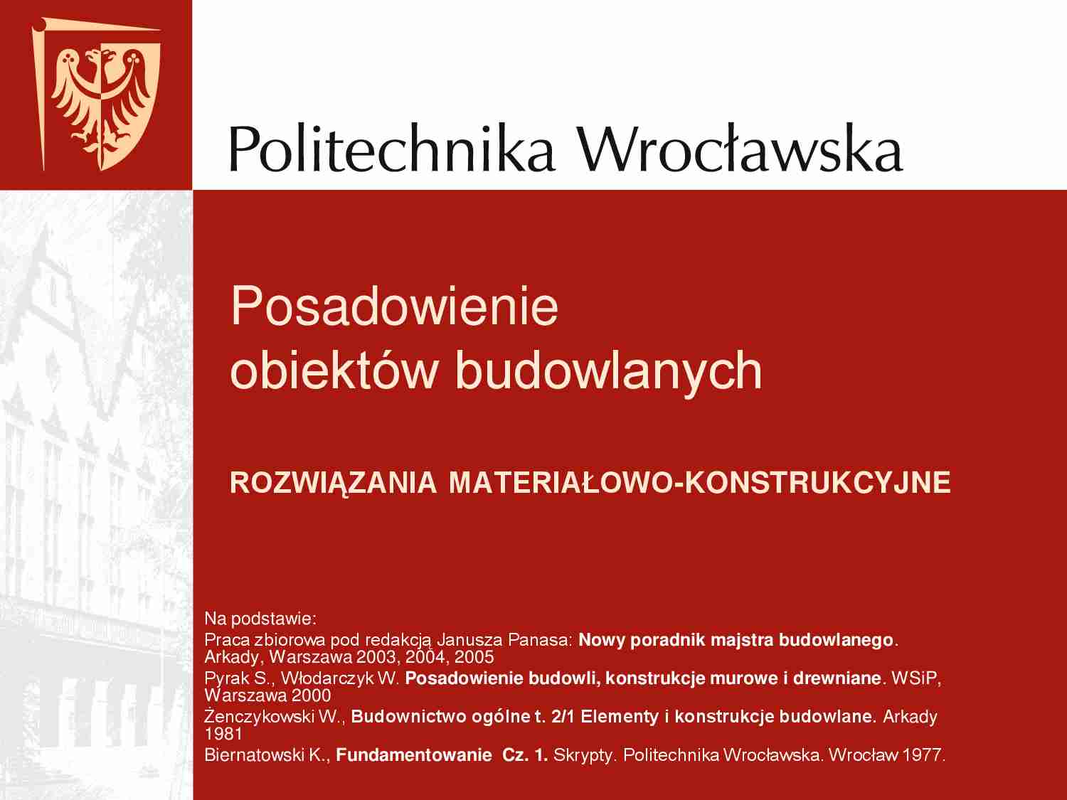 Budownictwo - wykład 6 - strona 1