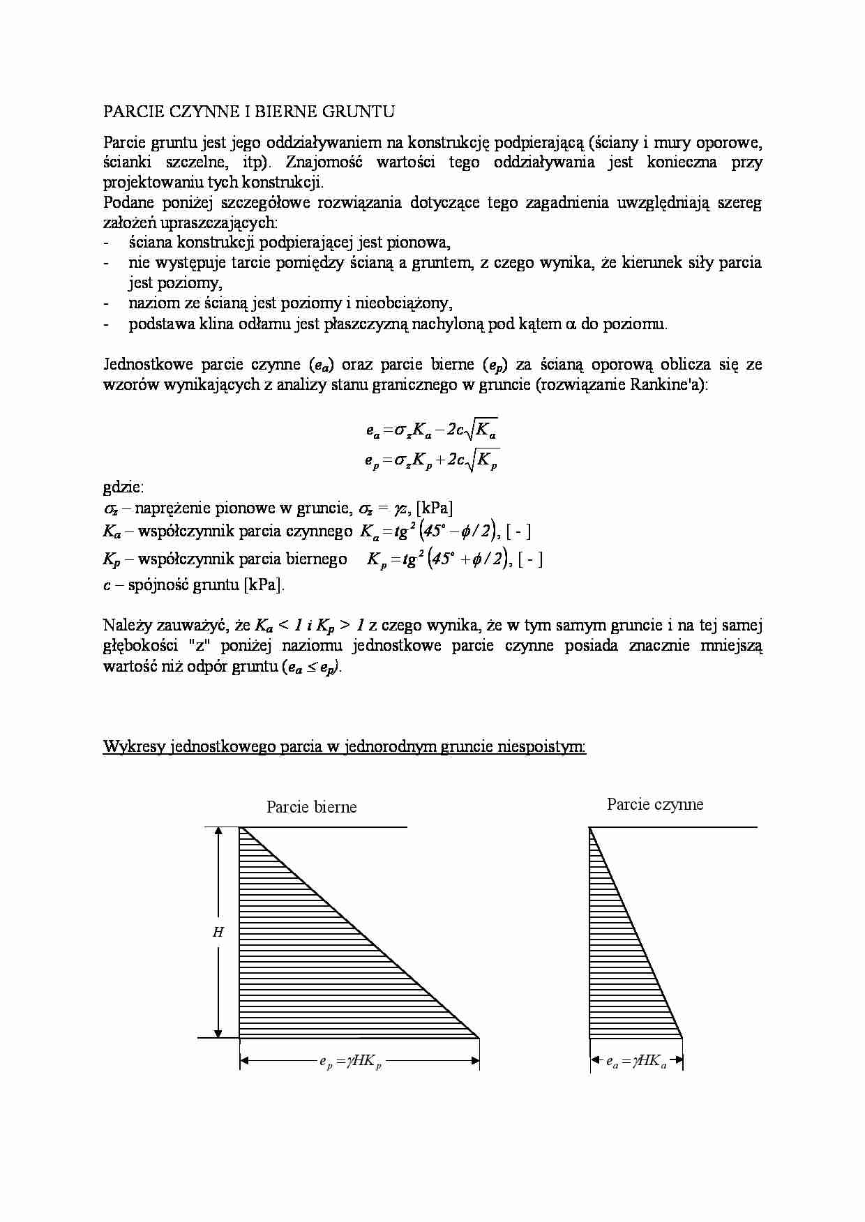 Parcie czynne i bierne gruntu - omówienie - strona 1