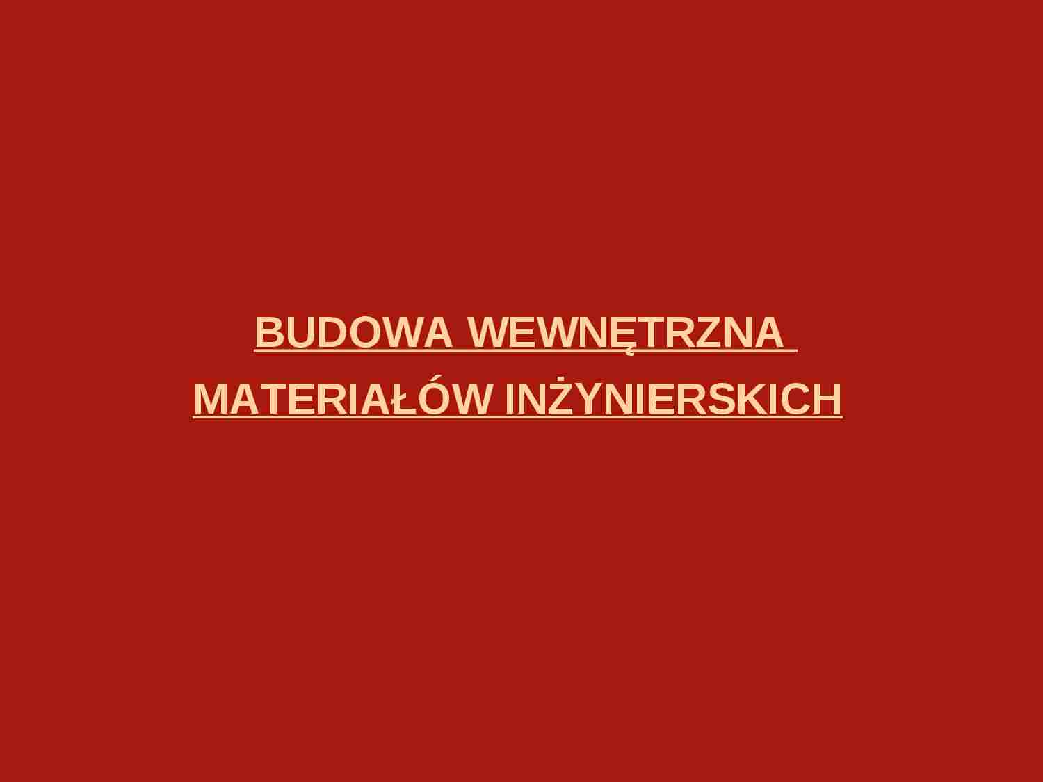 Budowa wewnętrzna materiałów inżynierskich - strona 1