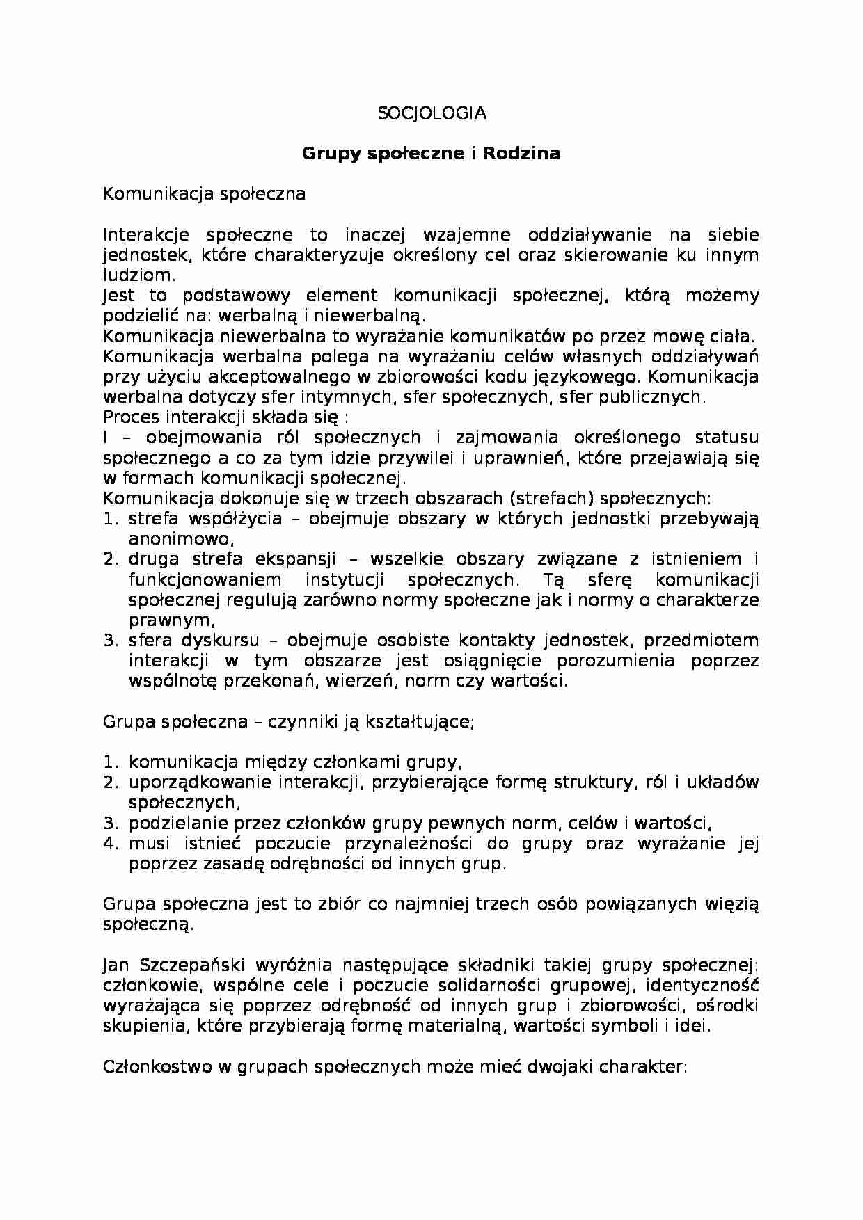 Grupy społeczne a rodzina - Grupy realistyczne i monalistyczne - strona 1