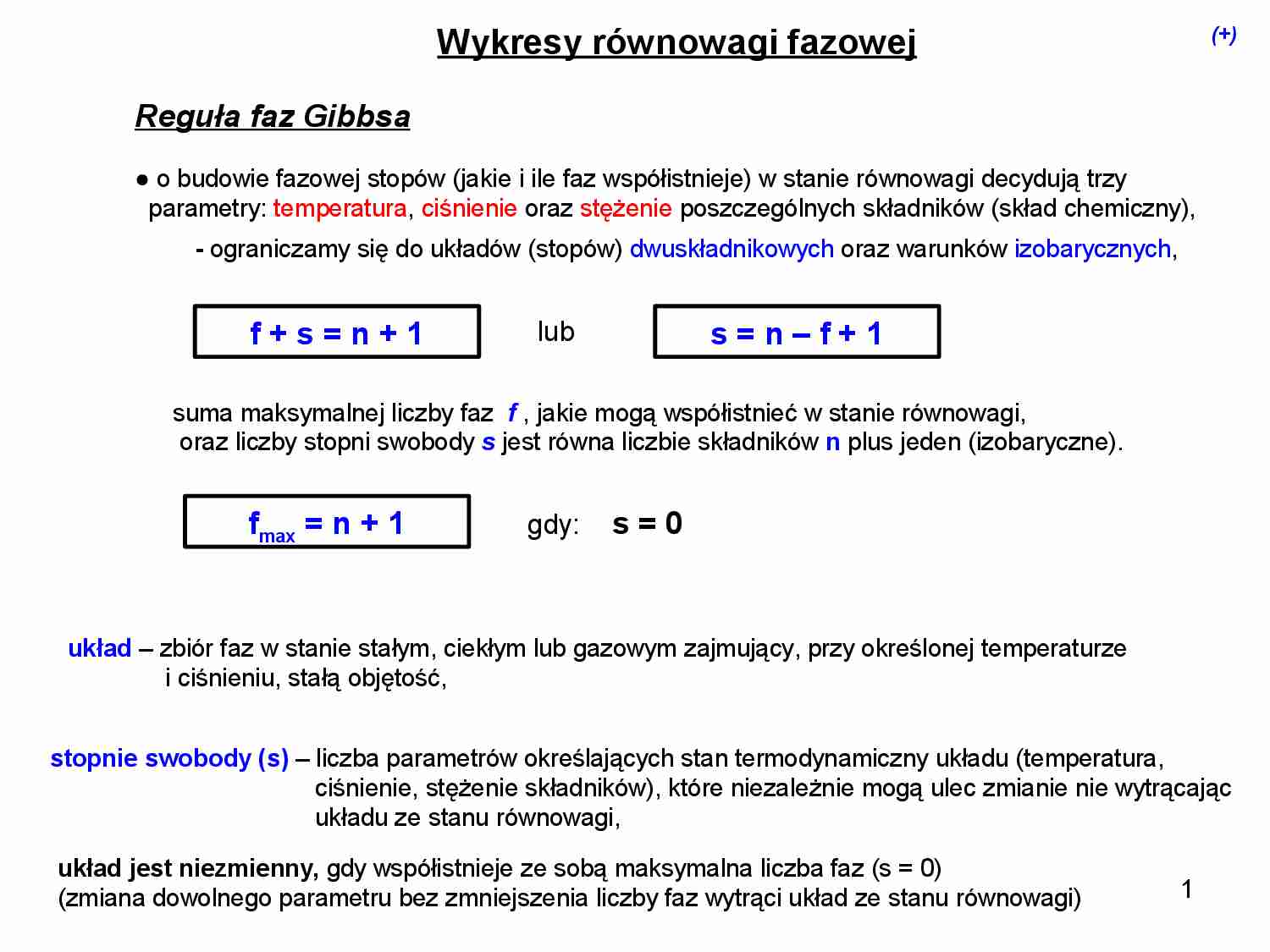 Wykład 6, Wykresy równowagi fazowej - strona 1