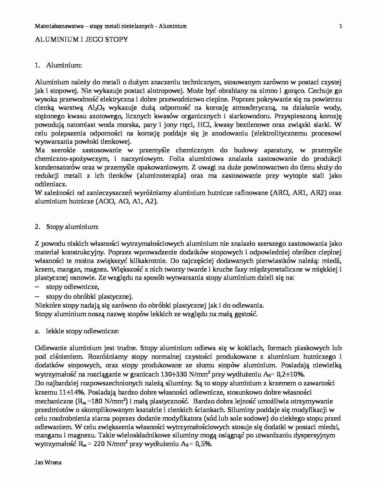 Aluminium  i  jego stopy - strona 1