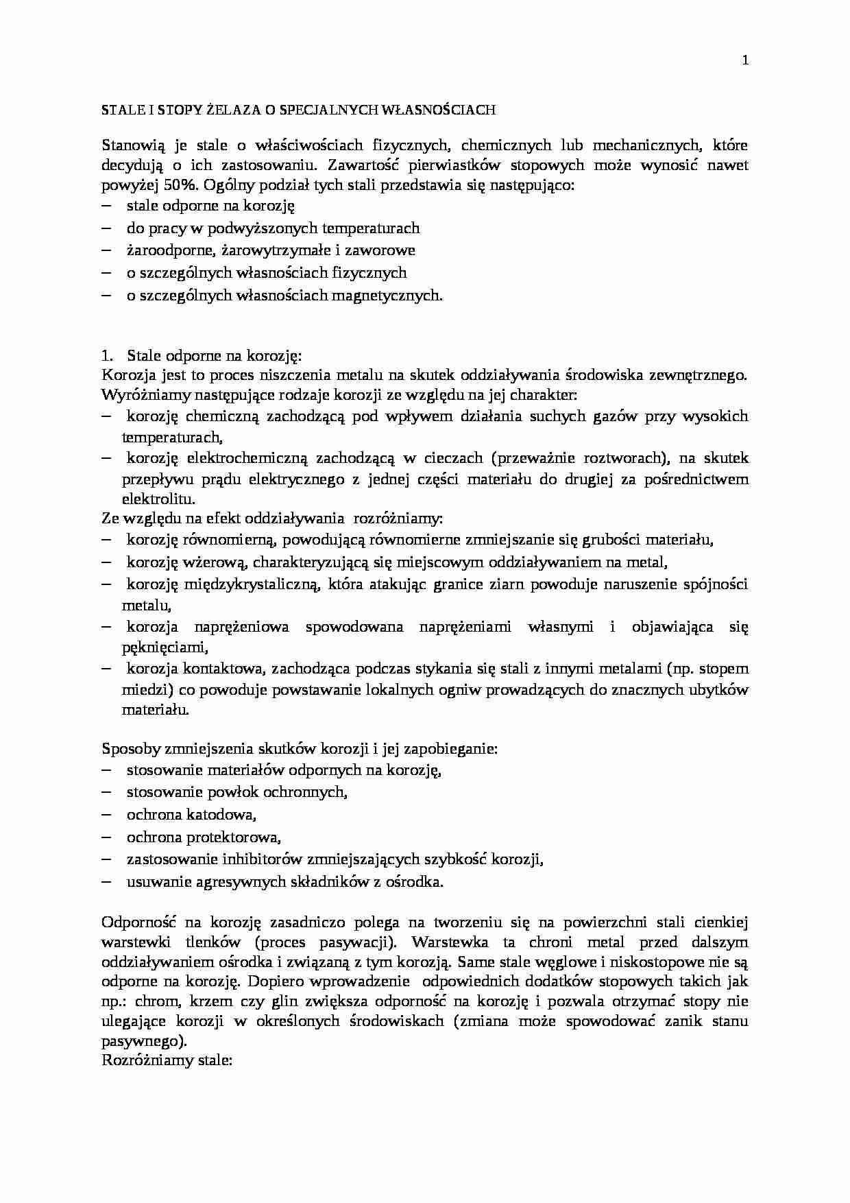 Stale specjalne i stopy żelaza - strona 1