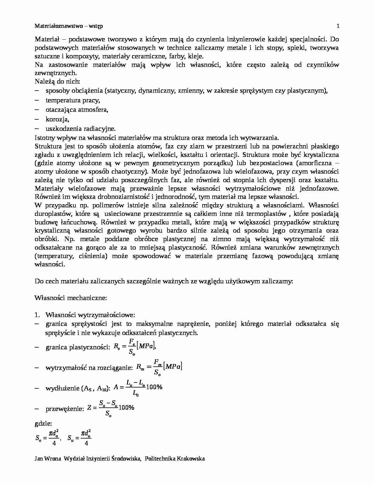 Wstęp do materiałoznastwa - strona 1