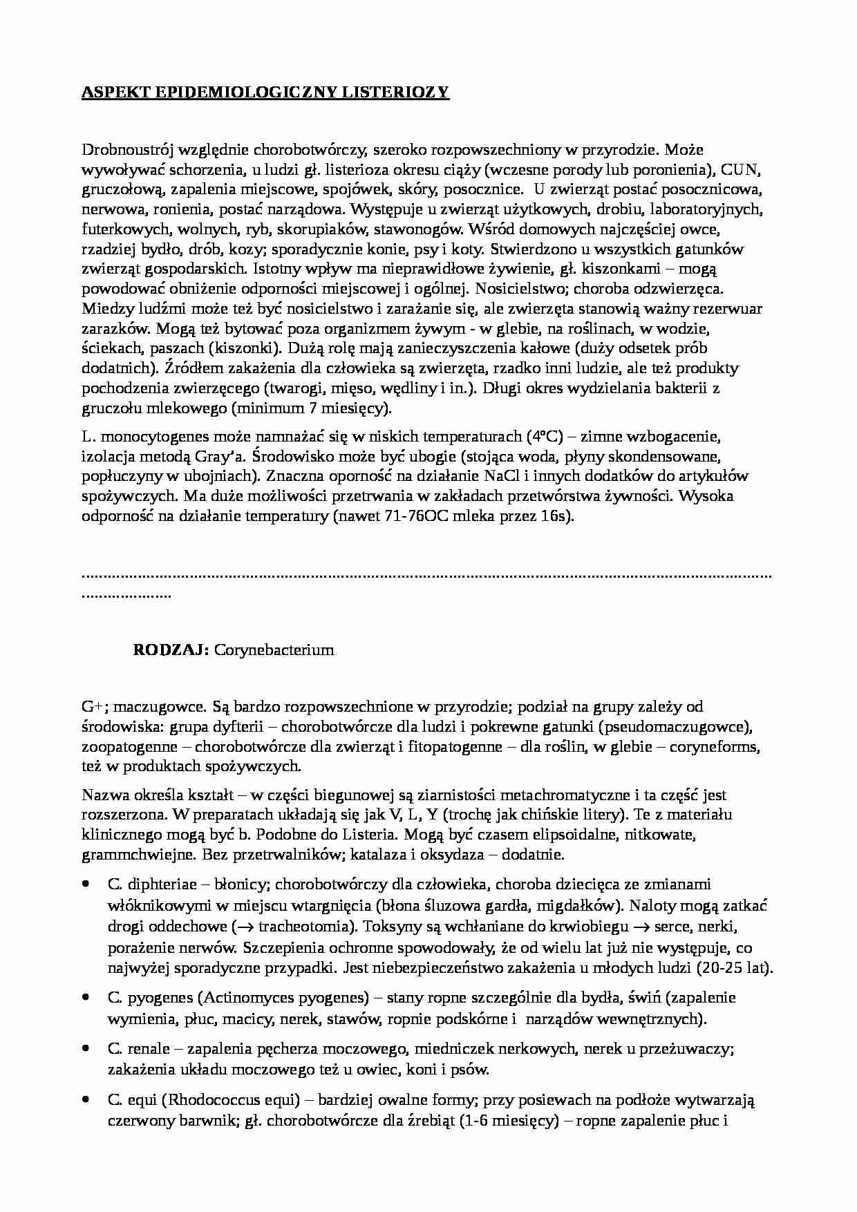 Aspekt epidemiologiczny listeriozy - strona 1